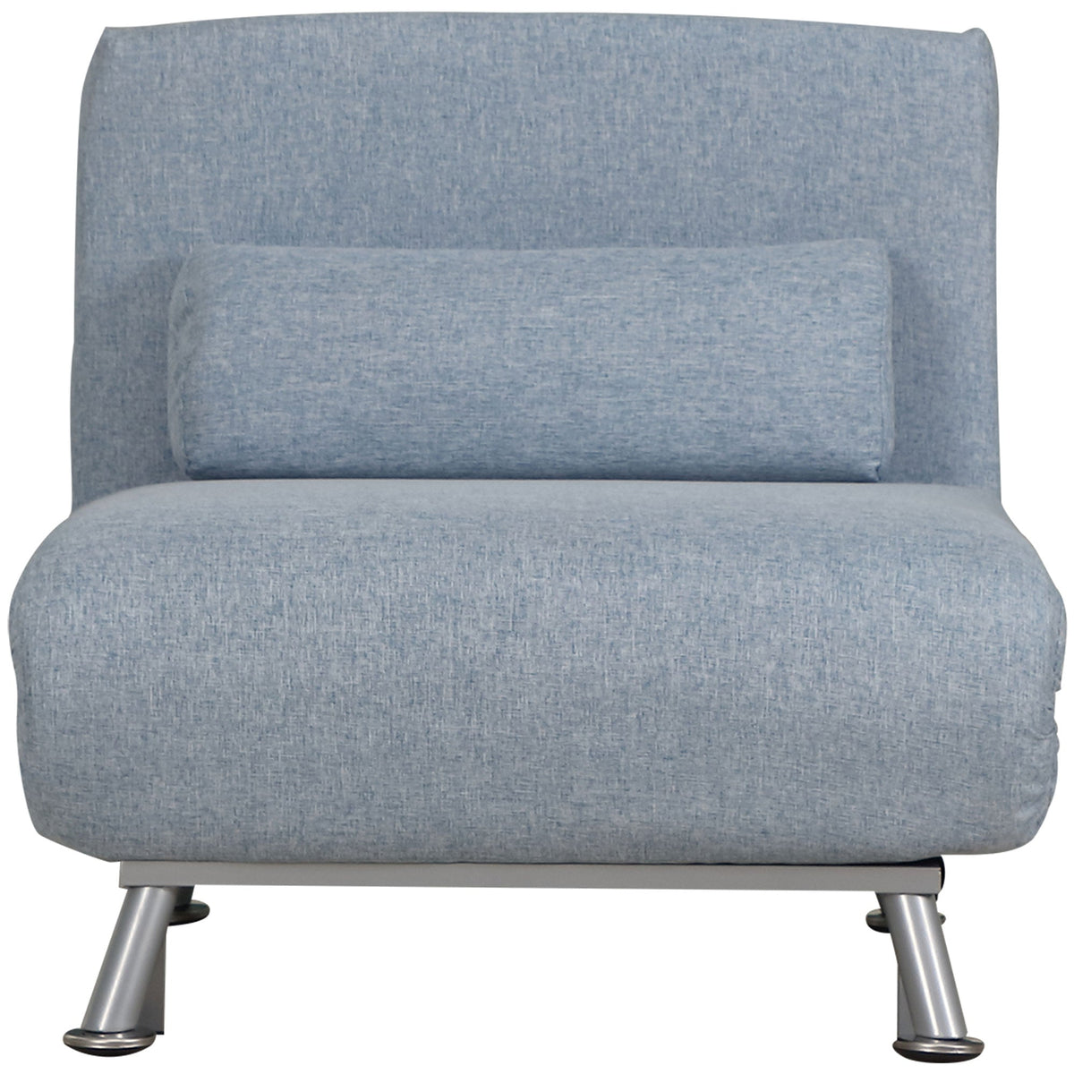HOMCOM Linen Single Chair Bed, 3-in-1 Convertible Sleeper Chair with Adjustable Backrest, Pillow, for Living Room, Bedroom, Sky Blue