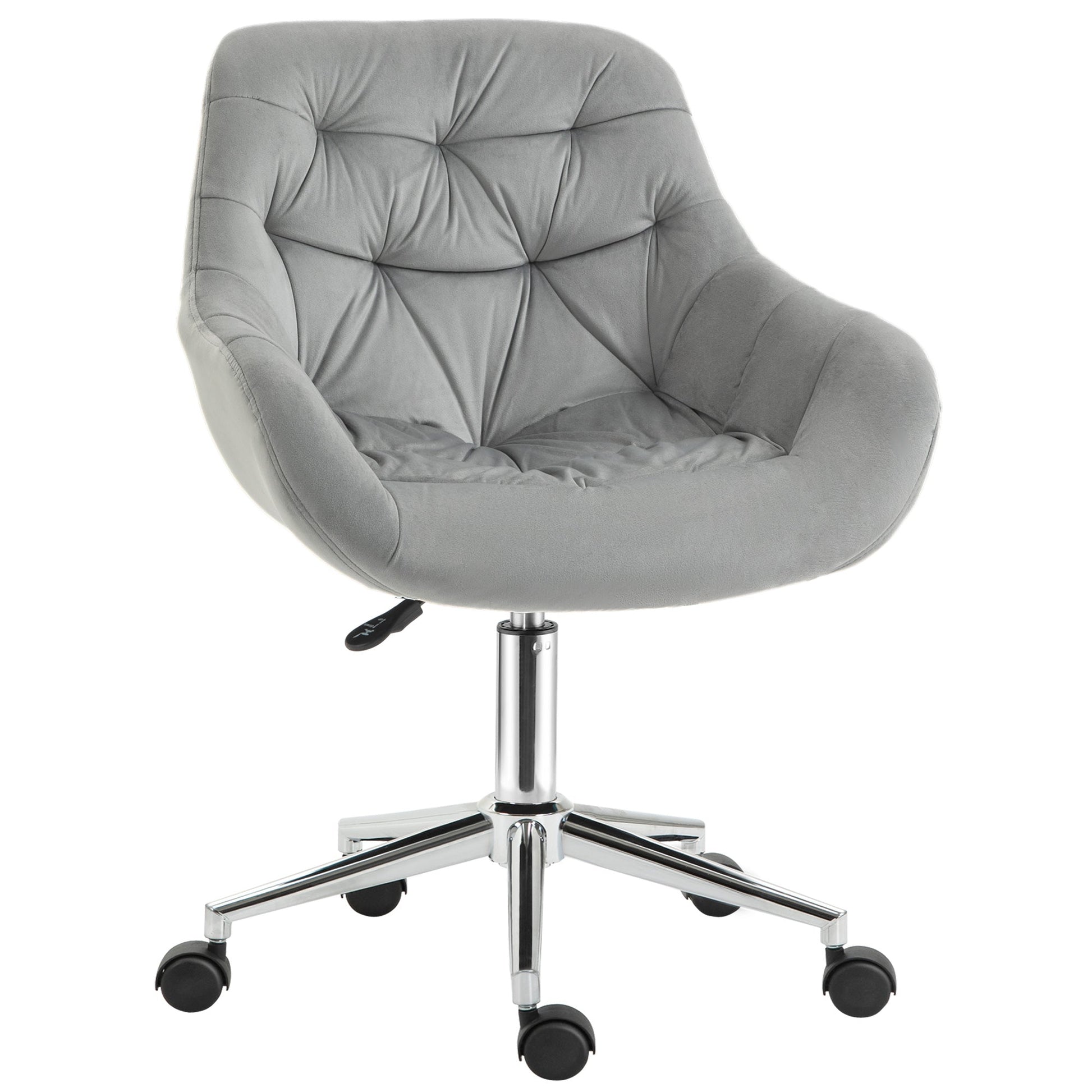 Vinsetto Home Office Chair Velvet Ergonomic Computer Chair Comfy Desk Chair with Adjustable Height, Arm and Back Support, Grey