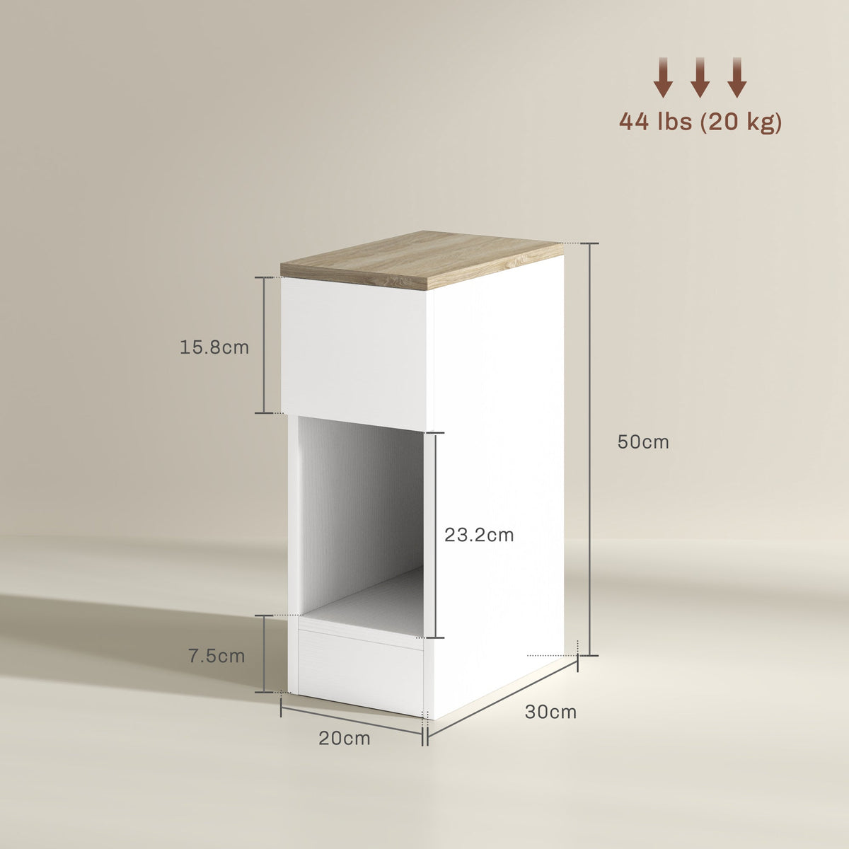 HOMCOM Bedside Tables Set of 2, Modern Side Tables with Drawer and Shelf, Nightstands for Bedroom, Living Room, White