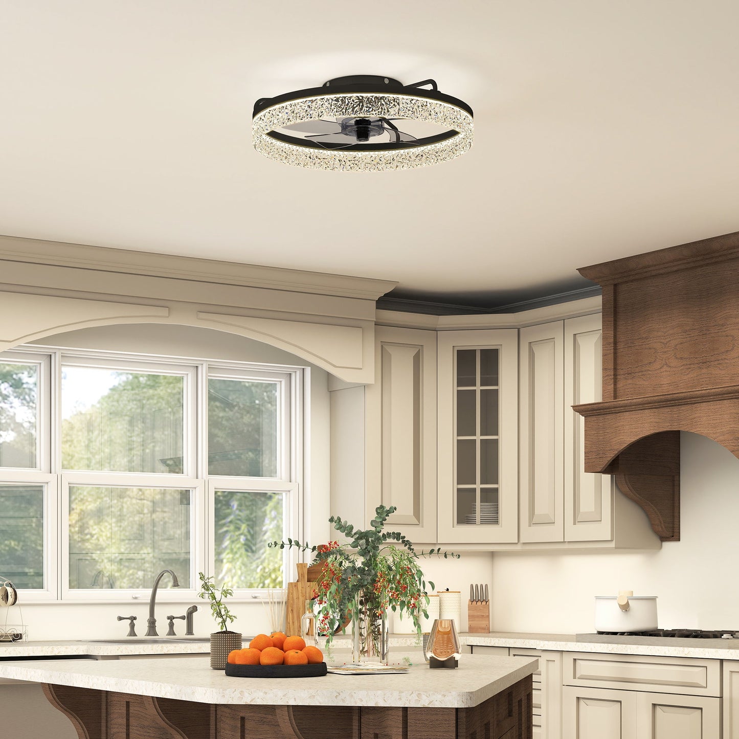 Ceiling Fans with Lights and Remote & App Control, 50 cm Modern LED Ceiling Fan Light with 3 Colour Temperatures, 6 Speed, Timer, Dimmable, Quiet Reversible DC Motor, for Bedroom, Study, Black