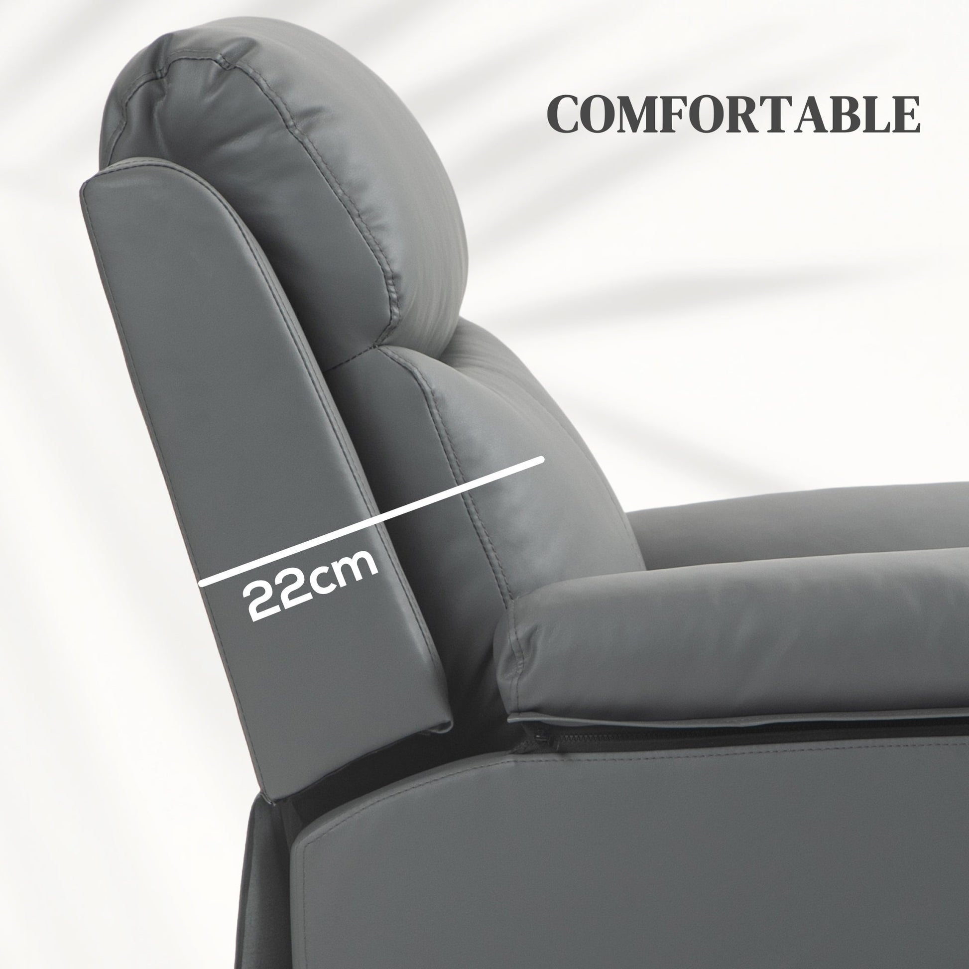 HOMCOM Power Lift Recliner Chair, Electric Lift Chair for Elderly, Overstuffed Faux Leather Riser and Reclining Armchair with Remote Control, Side Pockets, for Living Room, Charcoal Grey