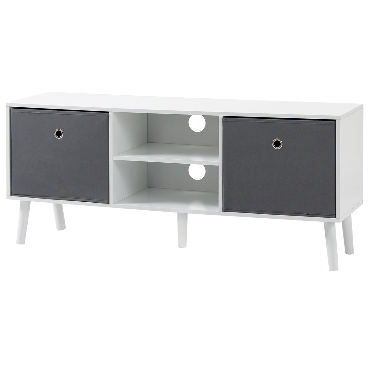 HOMCOM TV Cabinet Stand Unit for TVs up to 50" Flat Screen with Foldable Drawers and Shelves, Entertainment Centre for Living Room, Bedroom White and Grey