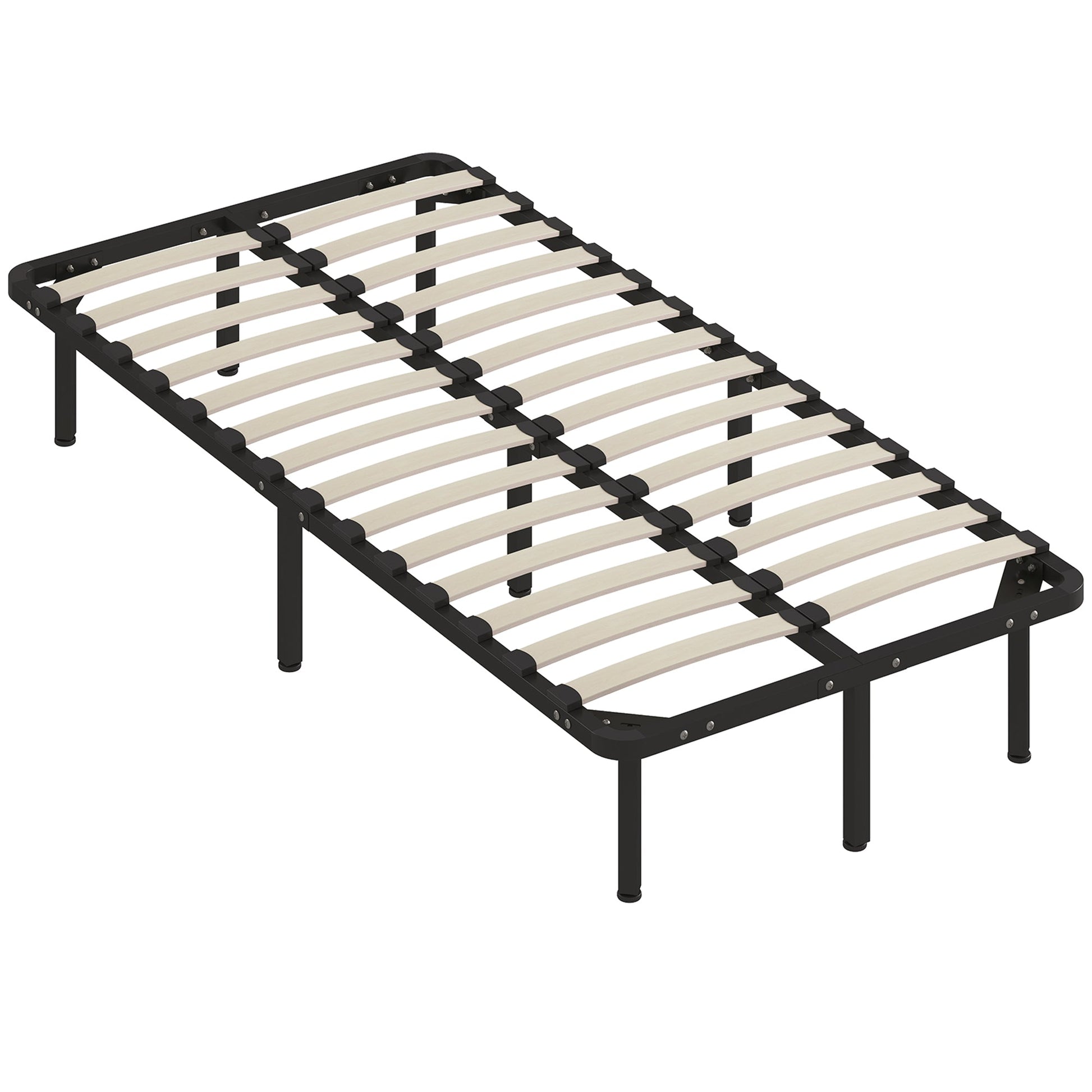 3ft Single Bed Frame, Metal Platform Bed Frame with 2 x 14 Wood Slats, No Box Spring Needed, Underbed Storage, Easy to Assemble, Black