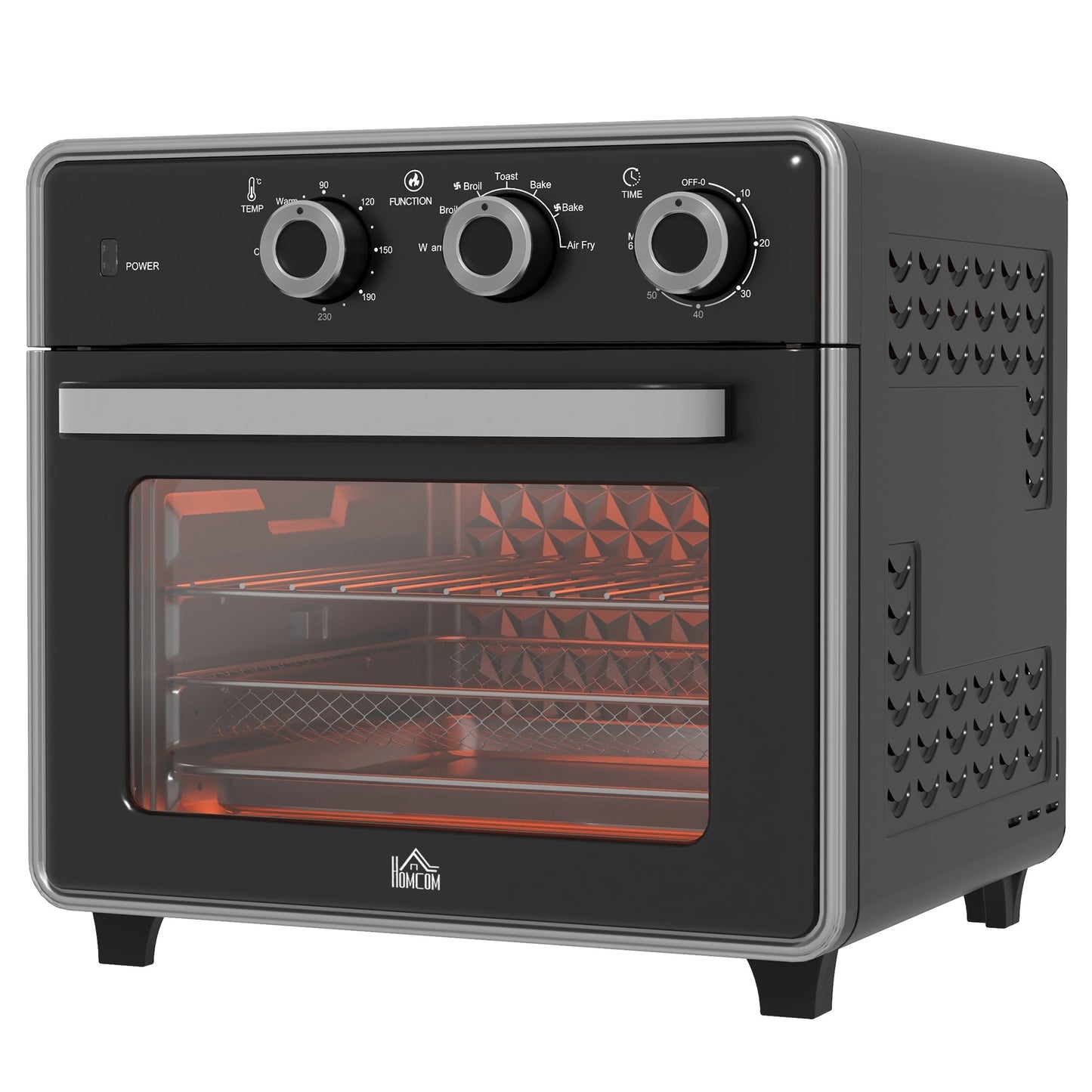HOMCOM Mini Oven, 20L Air Fryer Oven with Timer, Countertop Convection Oven with Double Layered Glass Door and Adjustable Temp, Oil-Less Cooking, Dishwasher safe Accessory, 1400W