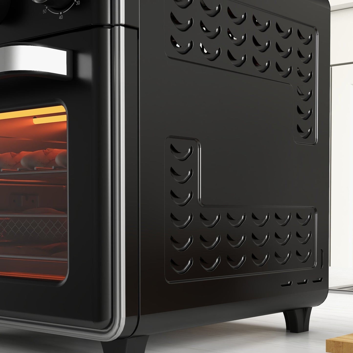 HOMCOM Mini Oven, 20L Air Fryer Oven with Timer, Countertop Convection Oven with Double Layered Glass Door and Adjustable Temp, Oil-Less Cooking, Dishwasher safe Accessory, 1400W