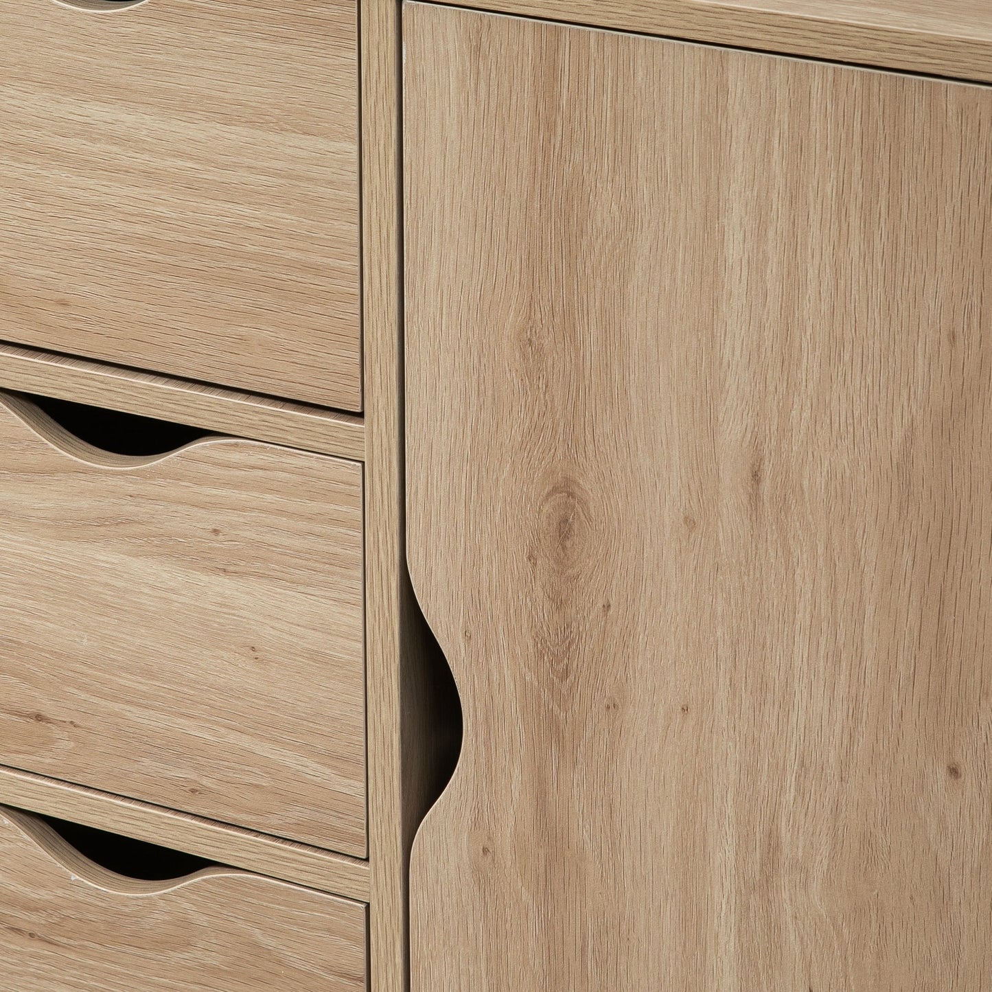 HOMCOM Bathroom Floor Cabinet, Freestanding Storage Unit with 4 Drawers and Door Cupboard for Living Room, Kitchen, Bedroom, Natural