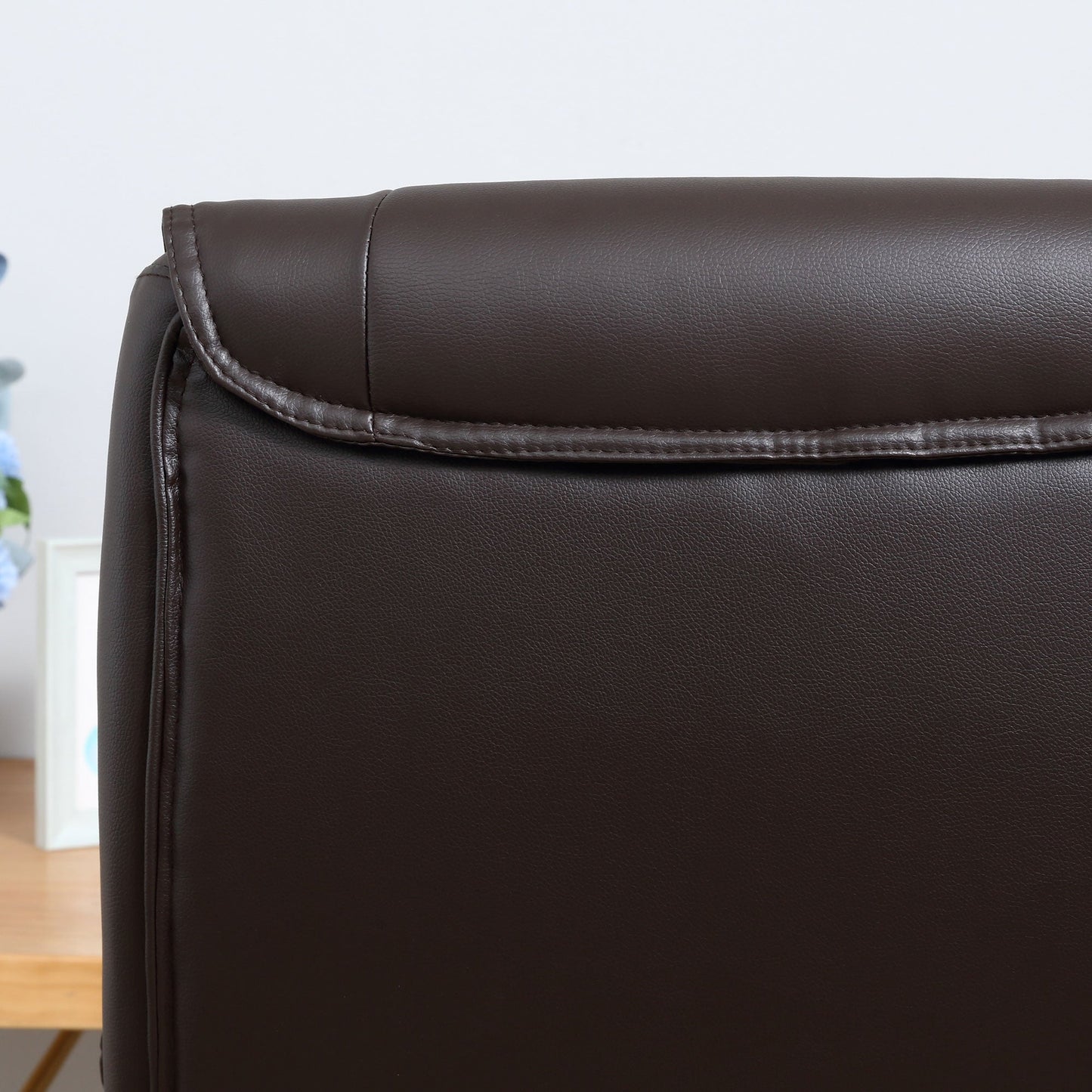 HOMCOM High Back Computer Office Chair Faux Leather Swivel Desk Chair with Adjustable Height Rocking Function Brown
