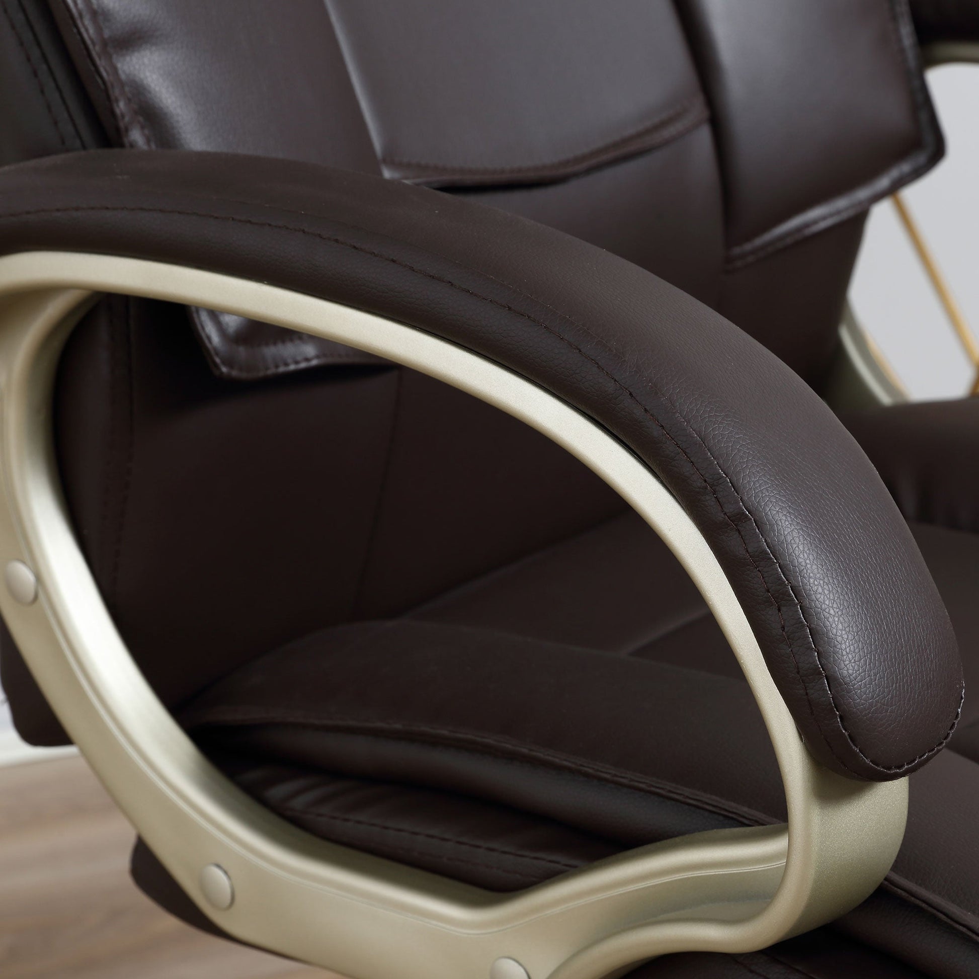 HOMCOM High Back Computer Office Chair Faux Leather Swivel Desk Chair with Adjustable Height Rocking Function Brown
