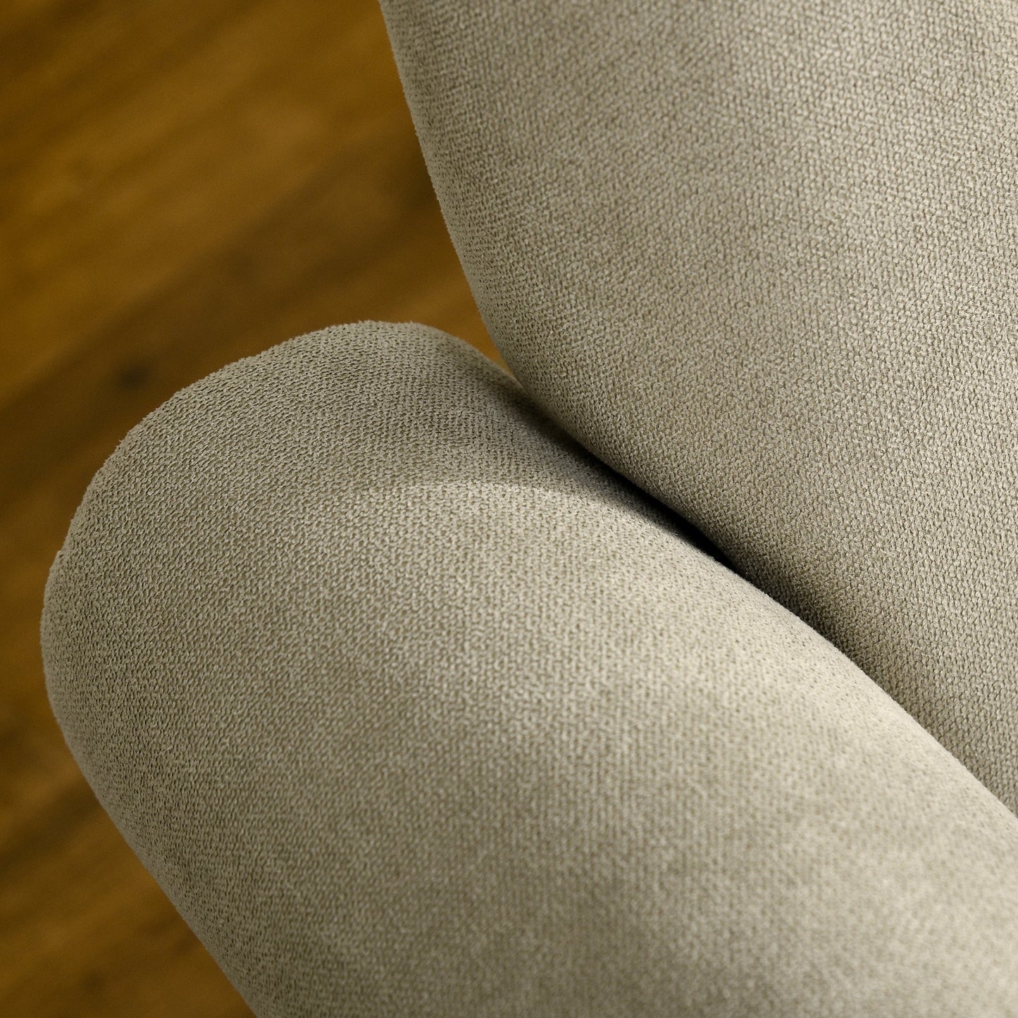 HOMCOM Armchair, Upholstered Modern Accent Chair with High Back, Rolled Arms and Wood Legs, Soft Thick Padded Living Room Chair, Beige