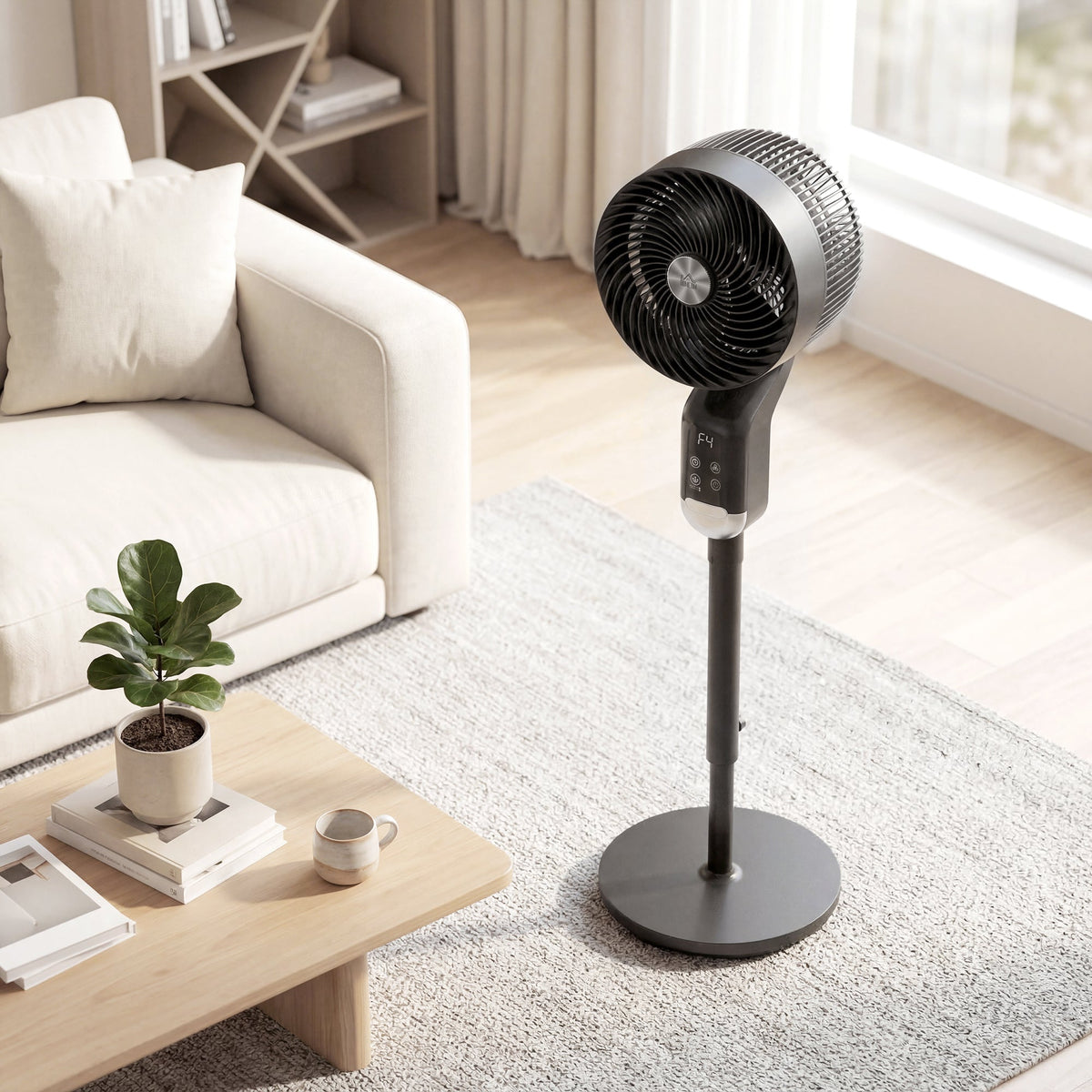 20 dB Silent Standing Fan for Bedroom, 41" Pedestal Fan with Remote, 85° Oscillating, 8 Speeds, Adjustable Height, 12H Timer, Aroma Diffuser, LED Display, Black