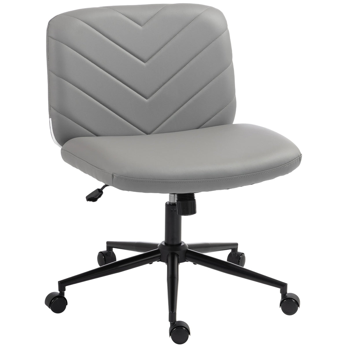 Criss Cross Legged Office Chair with Wide Seat, Swivel Desk Chair with Wheels, Rocking Function, Backrest, Adjustable Height, High-Density Foam, Computer Seat for Home Office, Bedroom, Grey