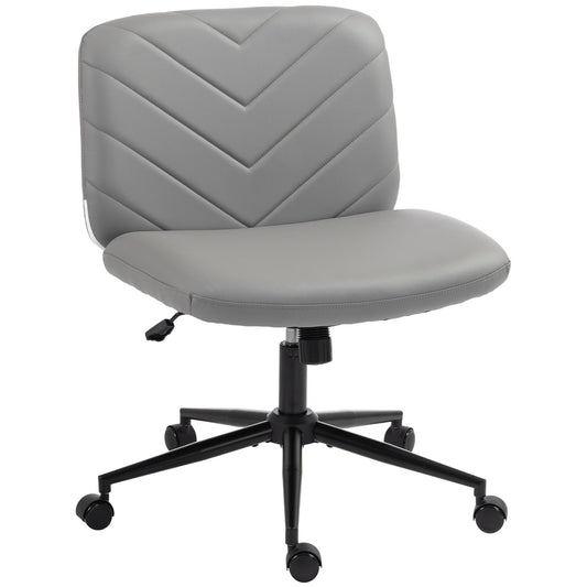 Criss Cross Legged Office Chair with Wide Seat, Swivel Desk Chair with Wheels, Rocking Function, Backrest, Adjustable Height, High-Density Foam, Computer Seat for Home Office, Bedroom, Grey
