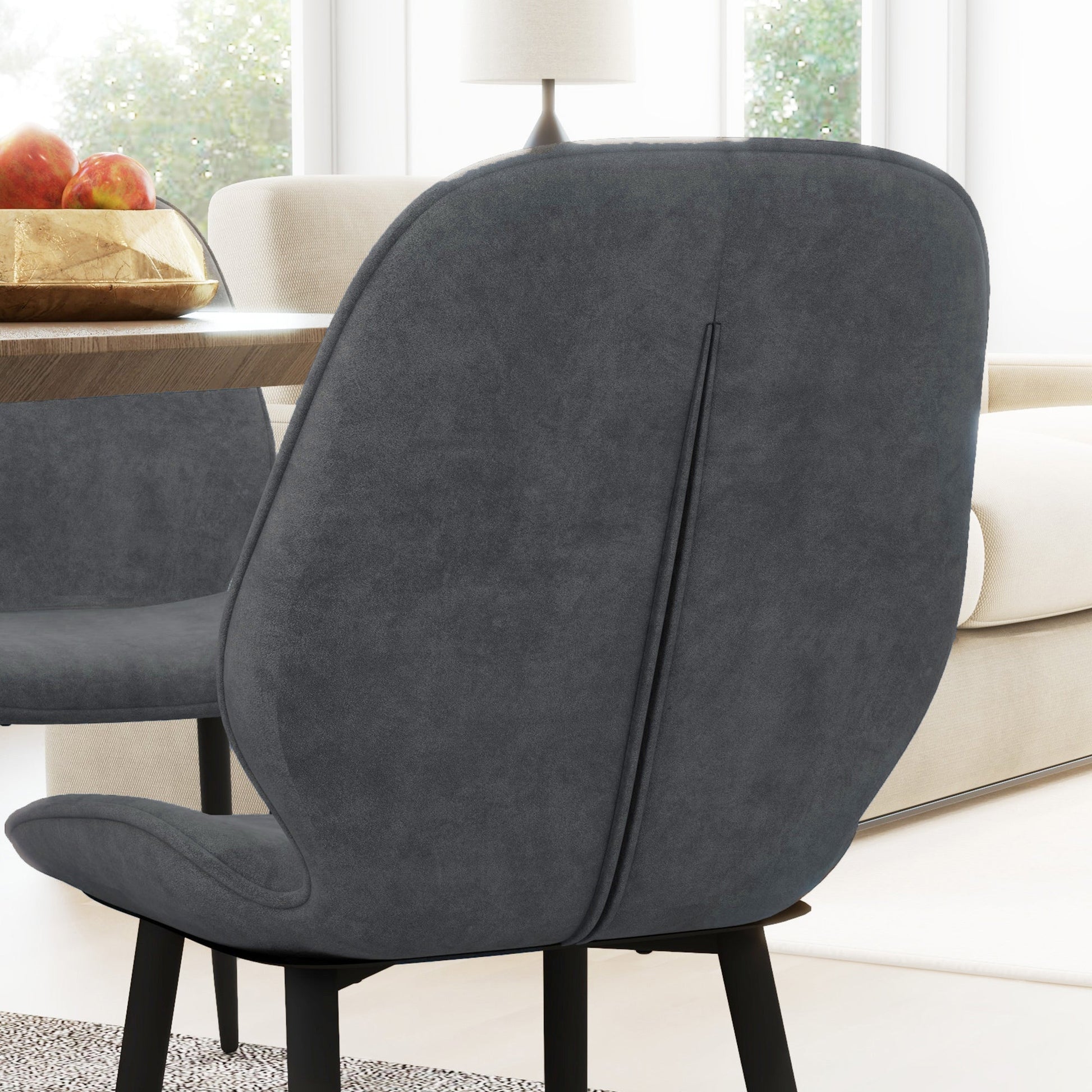 HOMCOM Dining Chairs Set of 2, Velvet Fabric Upholstered Kitchen Chairs with Solid Metal Legs for Dining Room, Living Room, Lounge, Grey