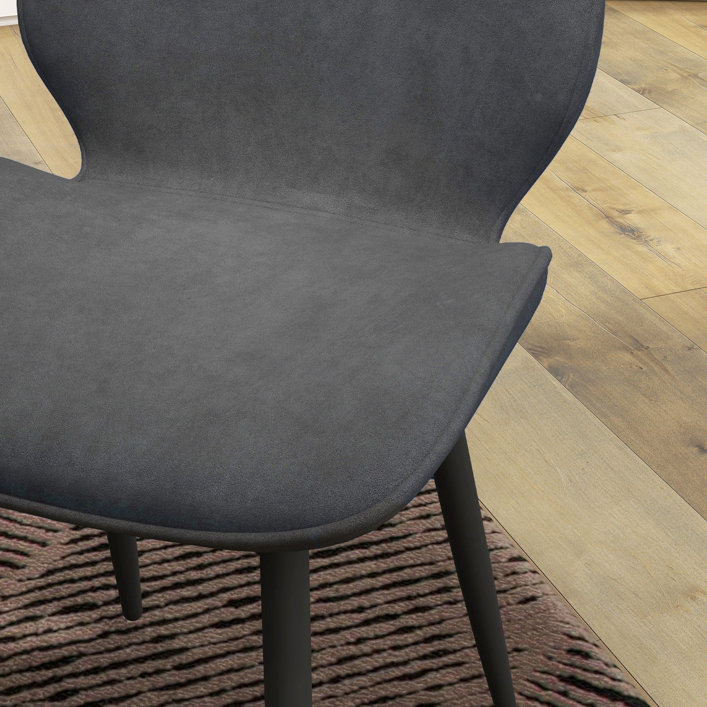 HOMCOM Dining Chairs Set of 2, Velvet Fabric Upholstered Kitchen Chairs with Solid Metal Legs for Dining Room, Living Room, Lounge, Grey