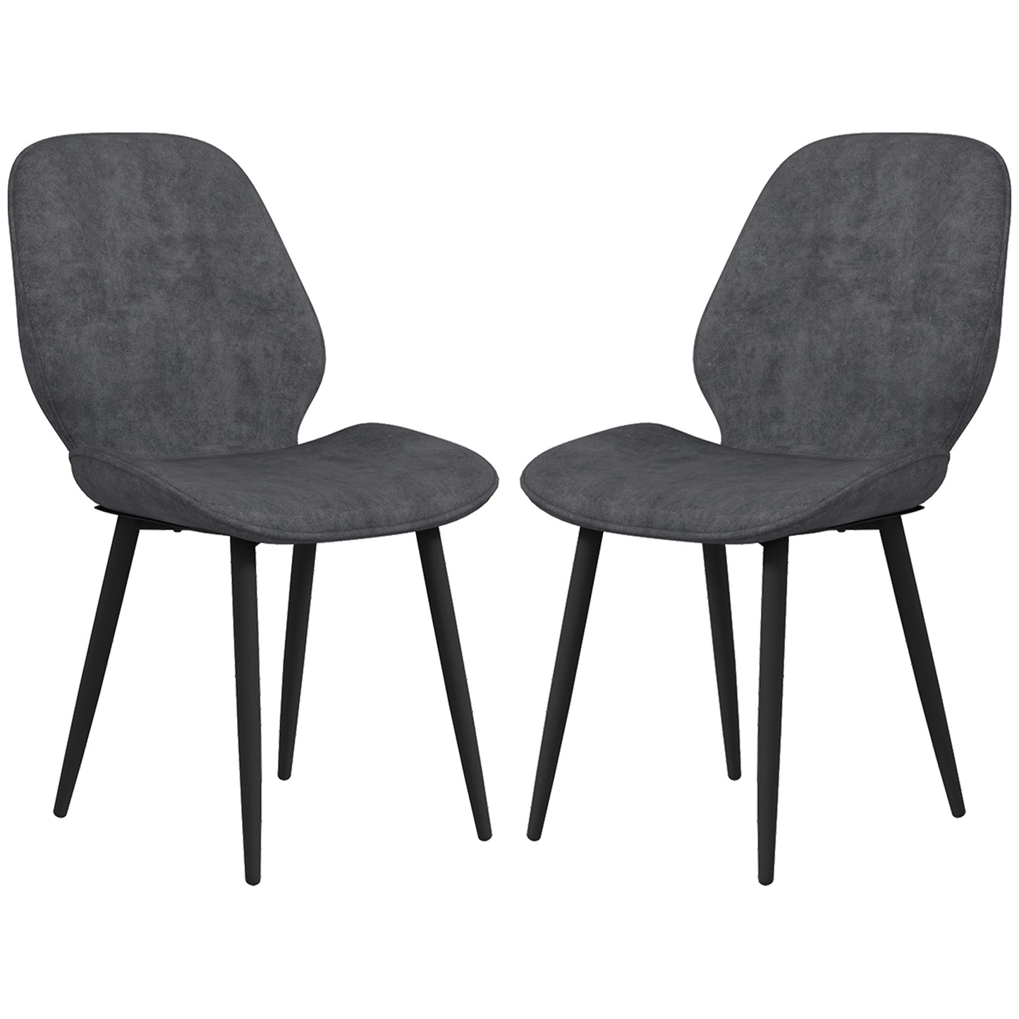 HOMCOM Dining Chairs Set of 2, Velvet Fabric Upholstered Kitchen Chairs with Solid Metal Legs for Dining Room, Living Room, Lounge, Grey
