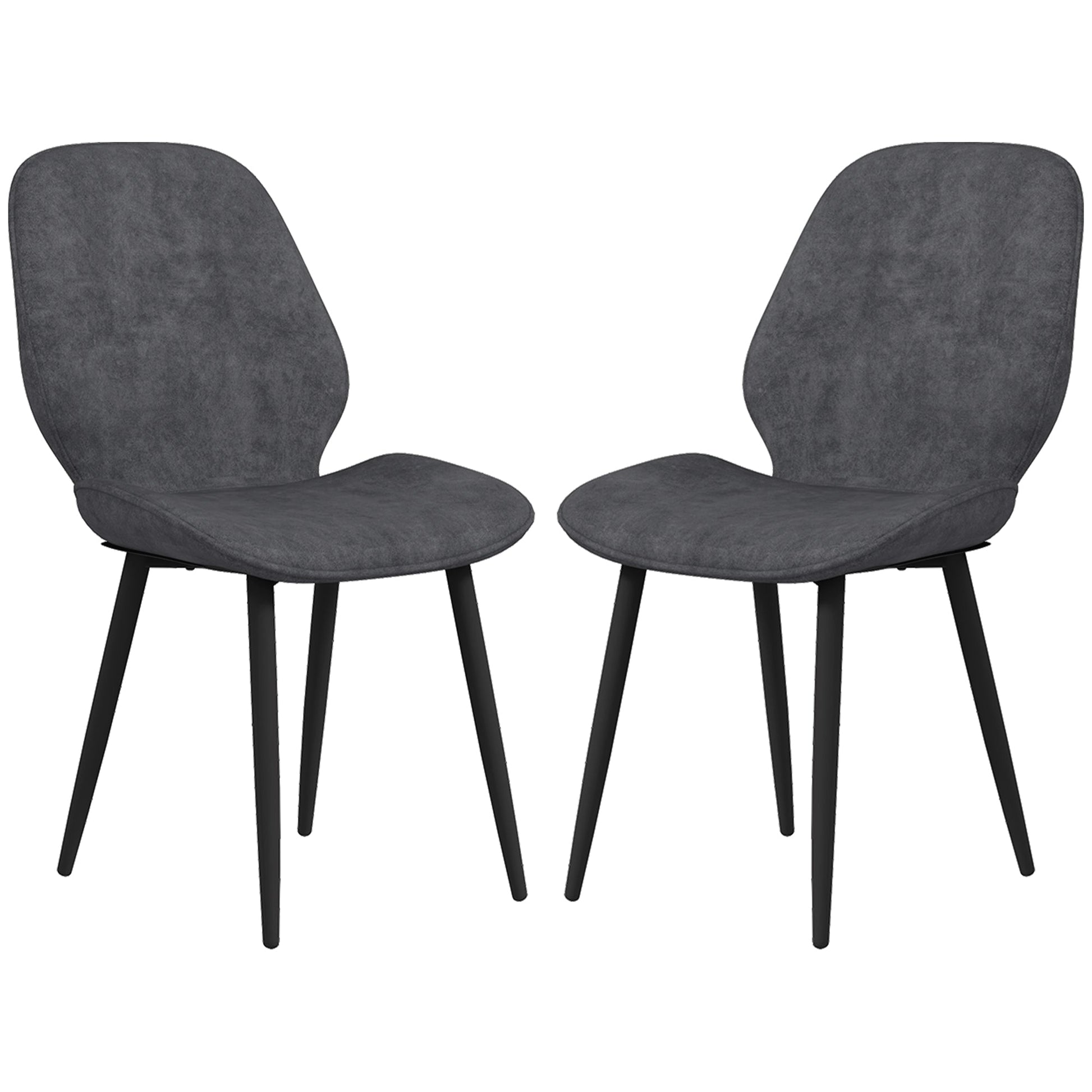 HOMCOM Dining Chairs Set of 2, Velvet Fabric Upholstered Kitchen Chairs with Solid Metal Legs for Dining Room, Living Room, Lounge, Grey