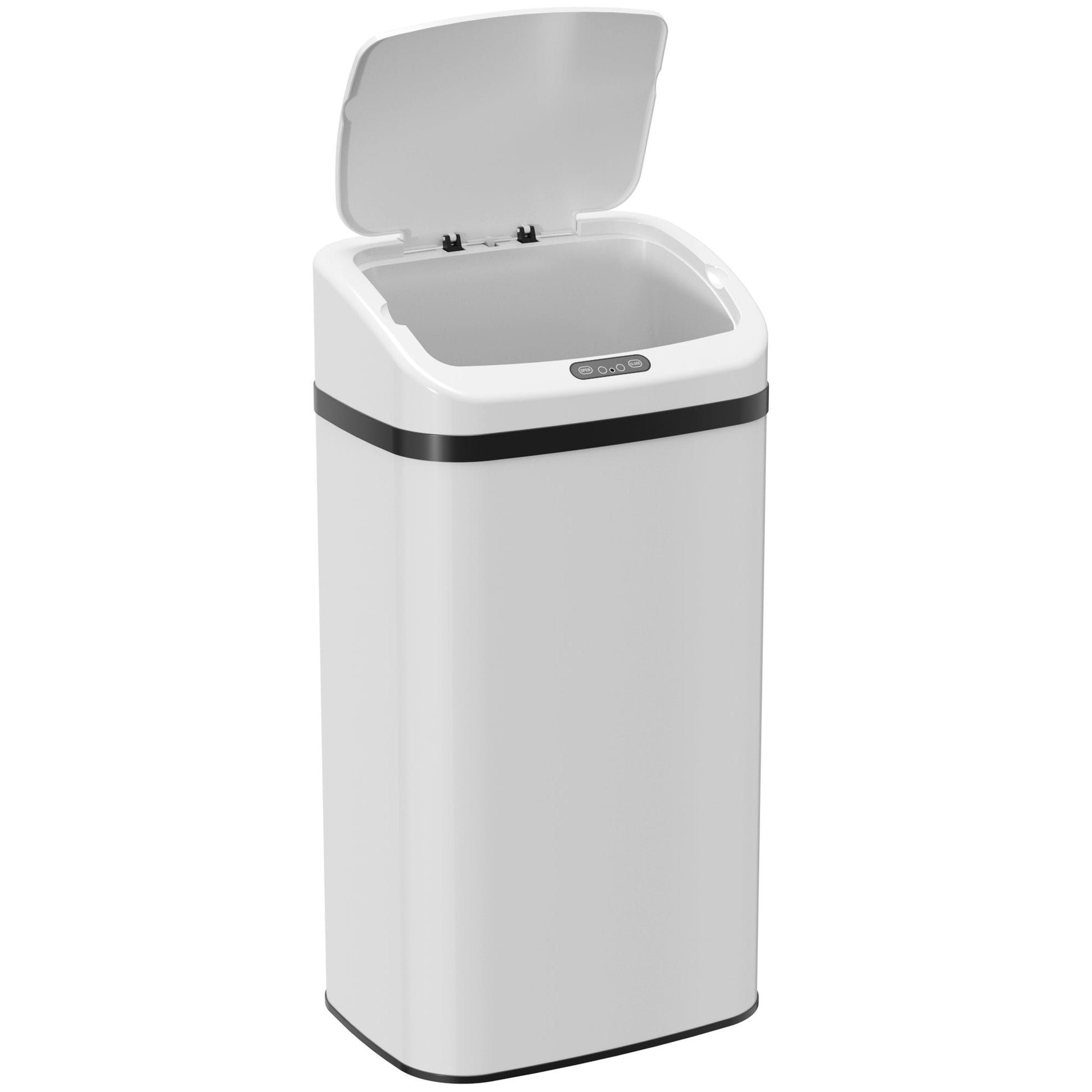 48L Sensor Bin, Stainless Steel Kitchen Bin with Automatic Soft Close Lid and Fingerprint-Proof for Recycling and Waste, White