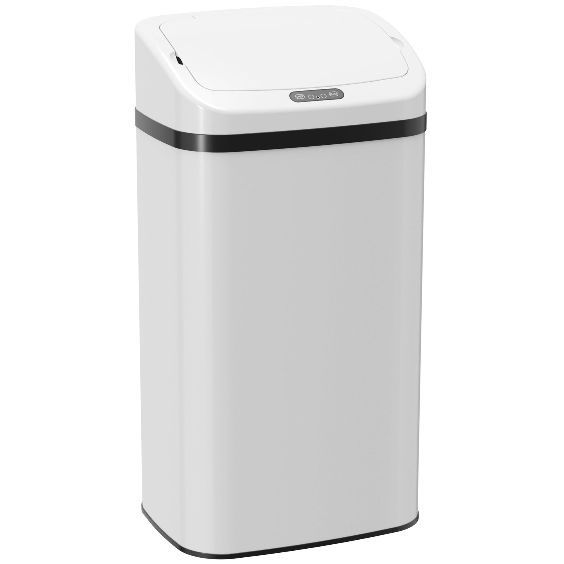 48L Sensor Bin, Stainless Steel Kitchen Bin with Automatic Soft Close Lid and Fingerprint-Proof for Recycling and Waste, White