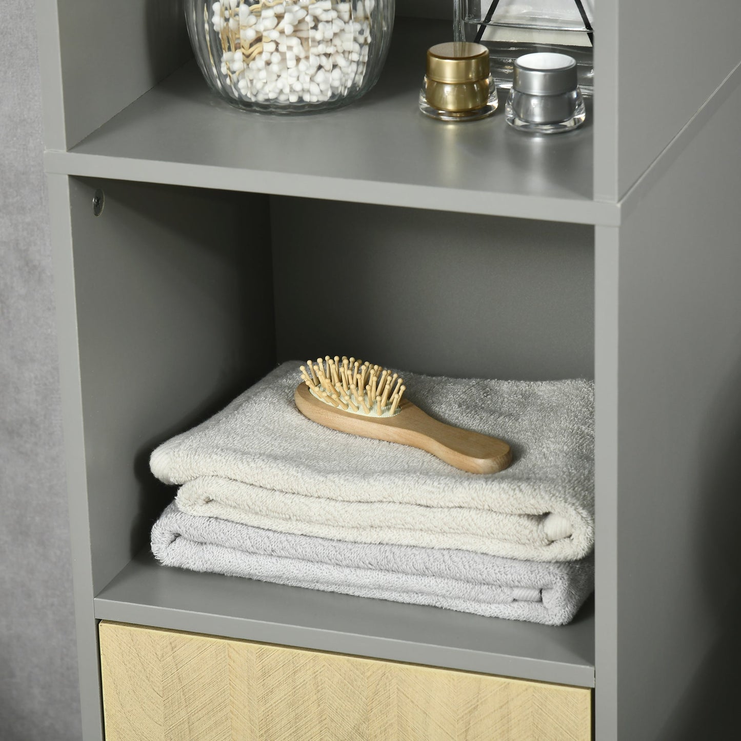 kleankin Tall Bathroom Cabinet, Free Standing Bathroom Storage Cabinet Cupboard with Door and Adjustable Shelves for Kitchen, Living Room