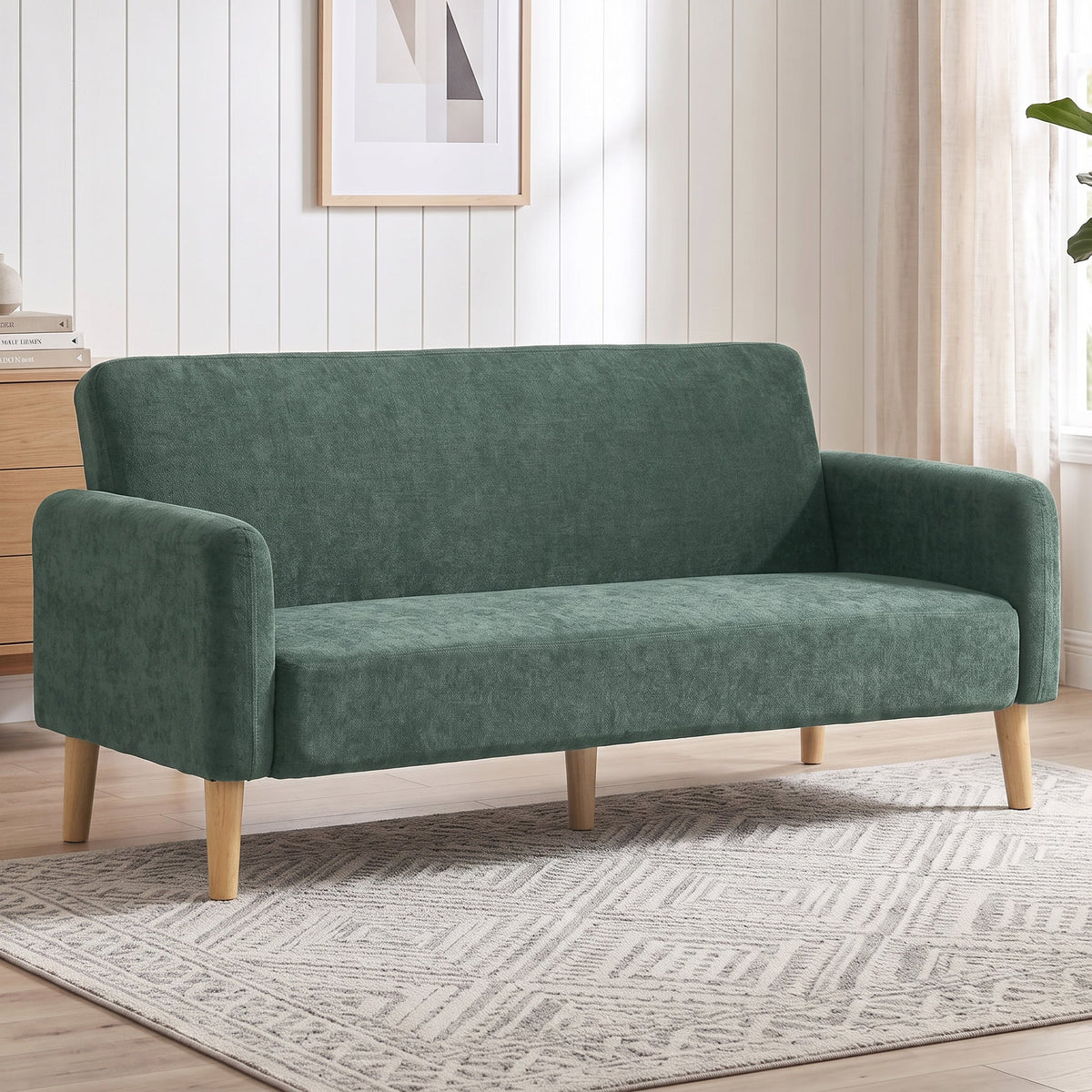 2 Seater Sofa, 160cm Velvet Small Couch with 20cm Thick Padding, Wide and Deep Seat, Plush Backrest, Loveseat Sofa Settee for Small Space, Living Room, Bedroom, Home Office, Dark Green