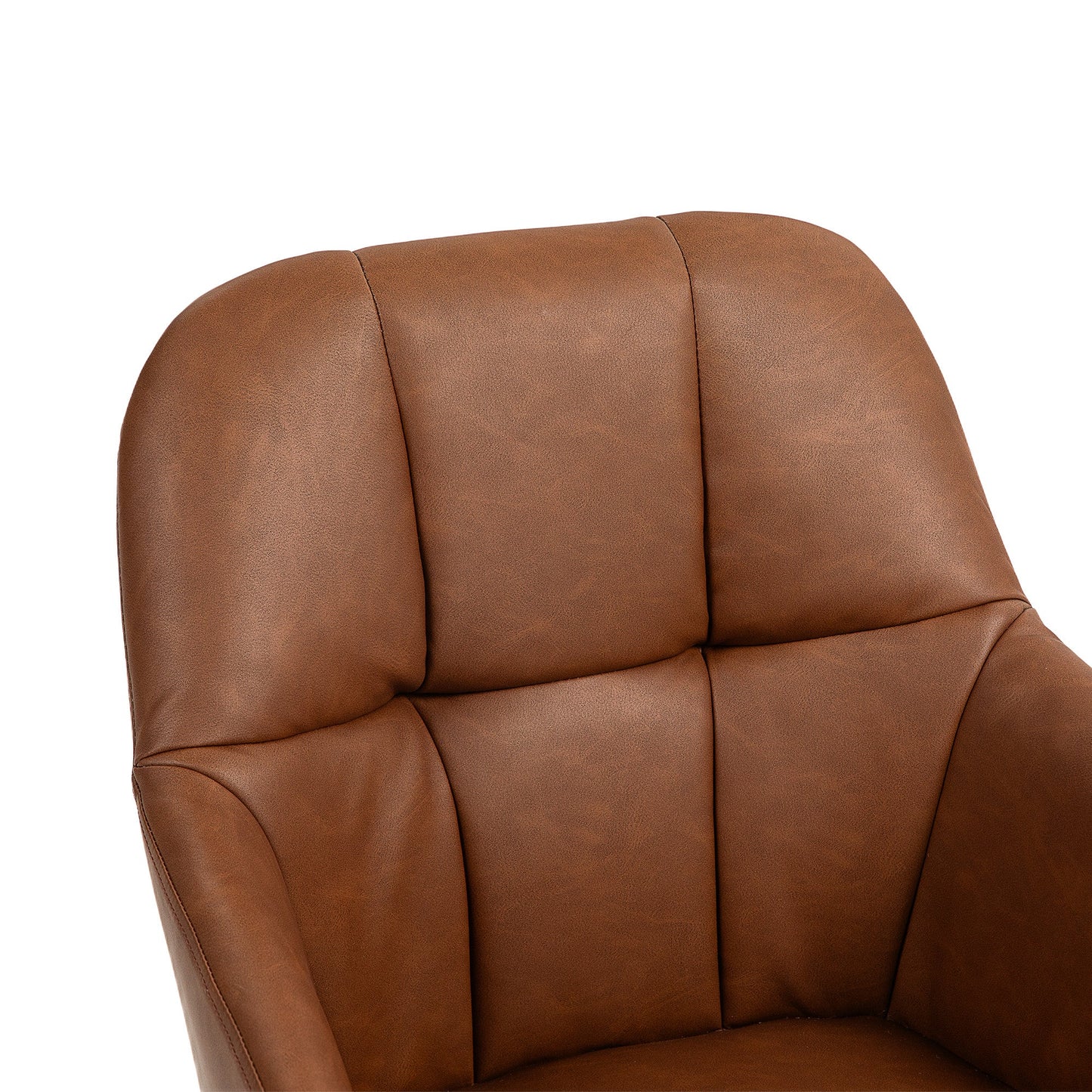 HOMCOM Computer Desk Chair, PU Leather Swivel Office Chair, Makeup Vanity Chair with Height Adjustable, Wheels, for Home Study Bedroom, Brown