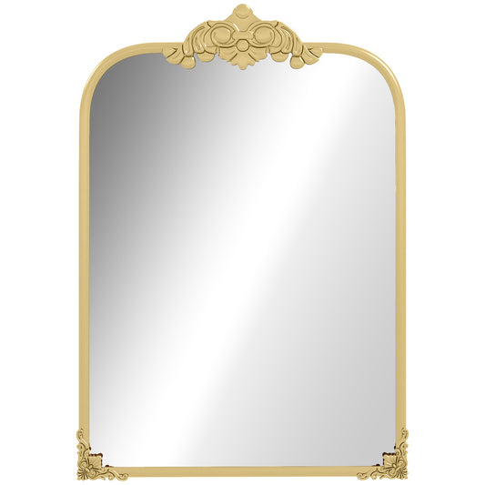 Wall Mirror, Decorative Baroque Mirror with Metal Frame, for Bedroom and Living Room, 60 x 87 cm, Gold Tone