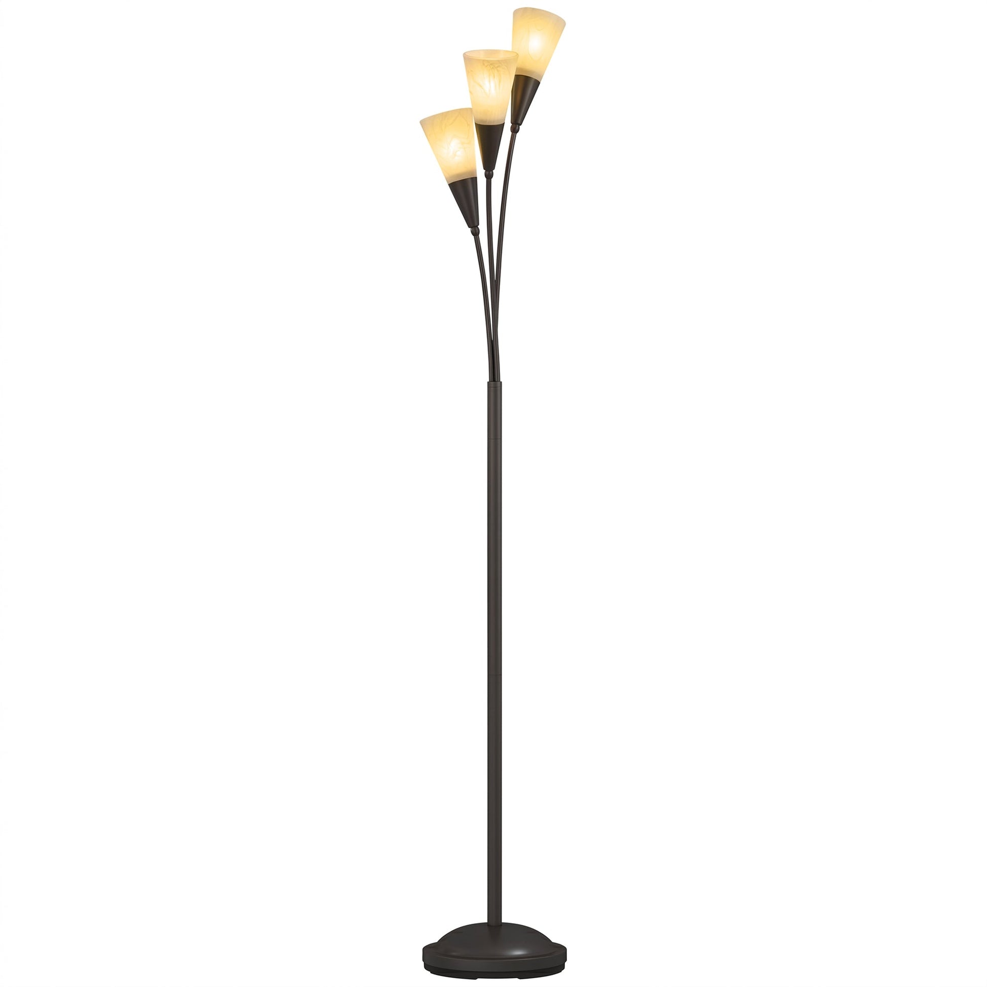 3-Light Upright Floor Lamps for Living Room, Modern Standing Lamp for Bedroom with Steel Base, Bulb not Included, Black