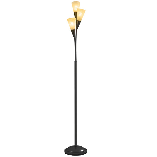 3-Light Upright Floor Lamps for Living Room, Modern Standing Lamp for Bedroom with Steel Base, Bulb not Included, Black