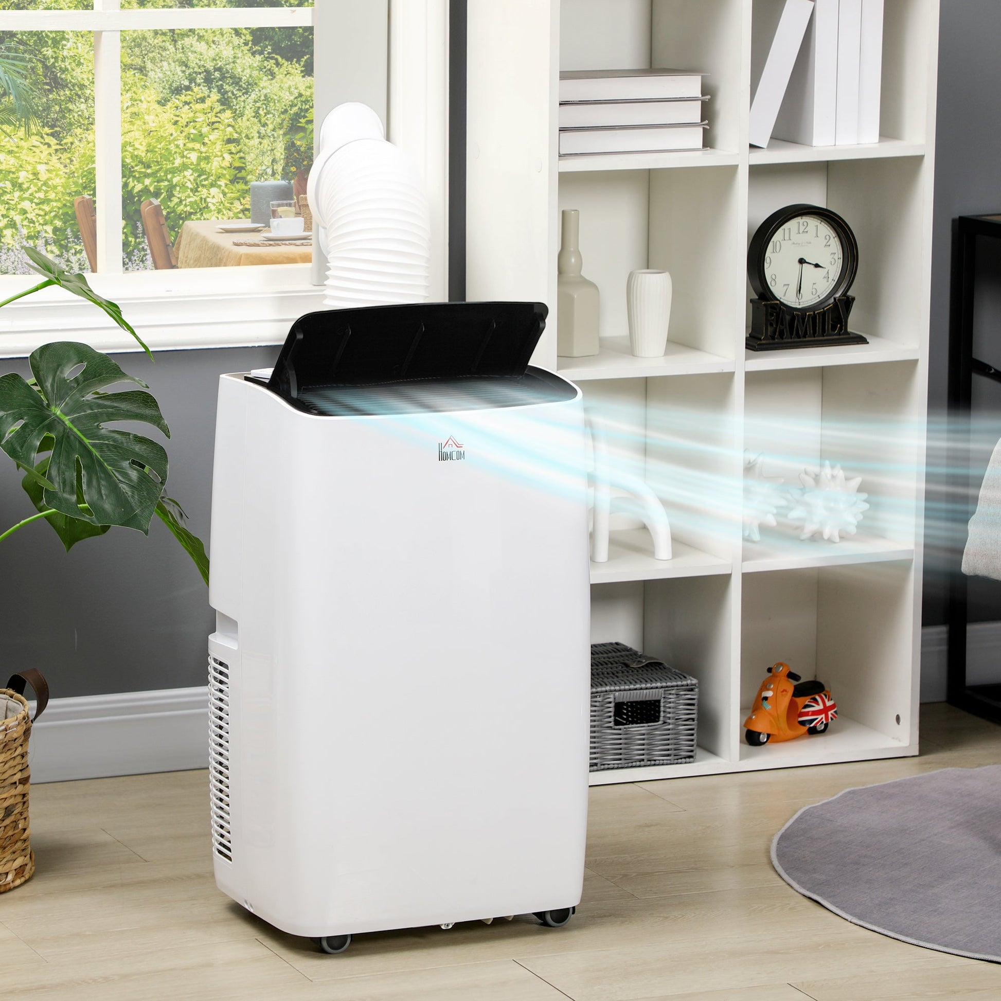 HOMCOM 14000 BTU Air Conditioning Unit, 3-in-1 Portable Air Conditioner, Dehumidifier, Cooling Fan with 3 Speeds, Remote Control, LED Display, 24H Timer, Window Venting Kit, Children Lock, 40m²
