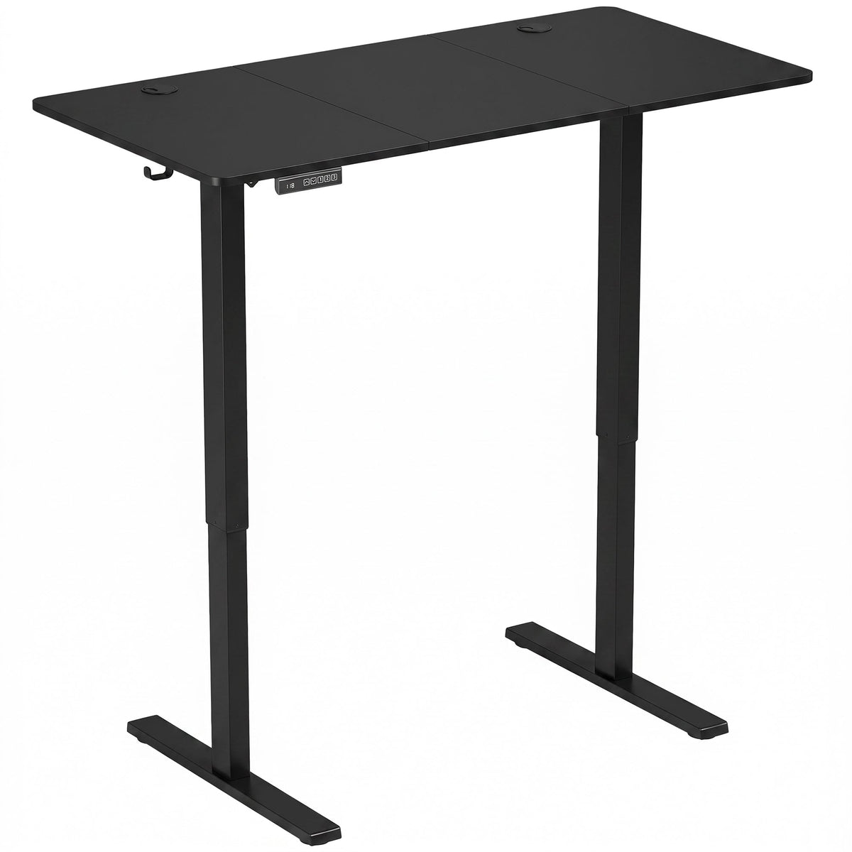 Electric Standing Desk Height Adjustable 120 x 60cm, Sit Stand Desk with 3 Memory Presets, Quiet Home Office Computer Desk with LED Display, Cable Holes & Hooks for Bedroom, Home Office, Black