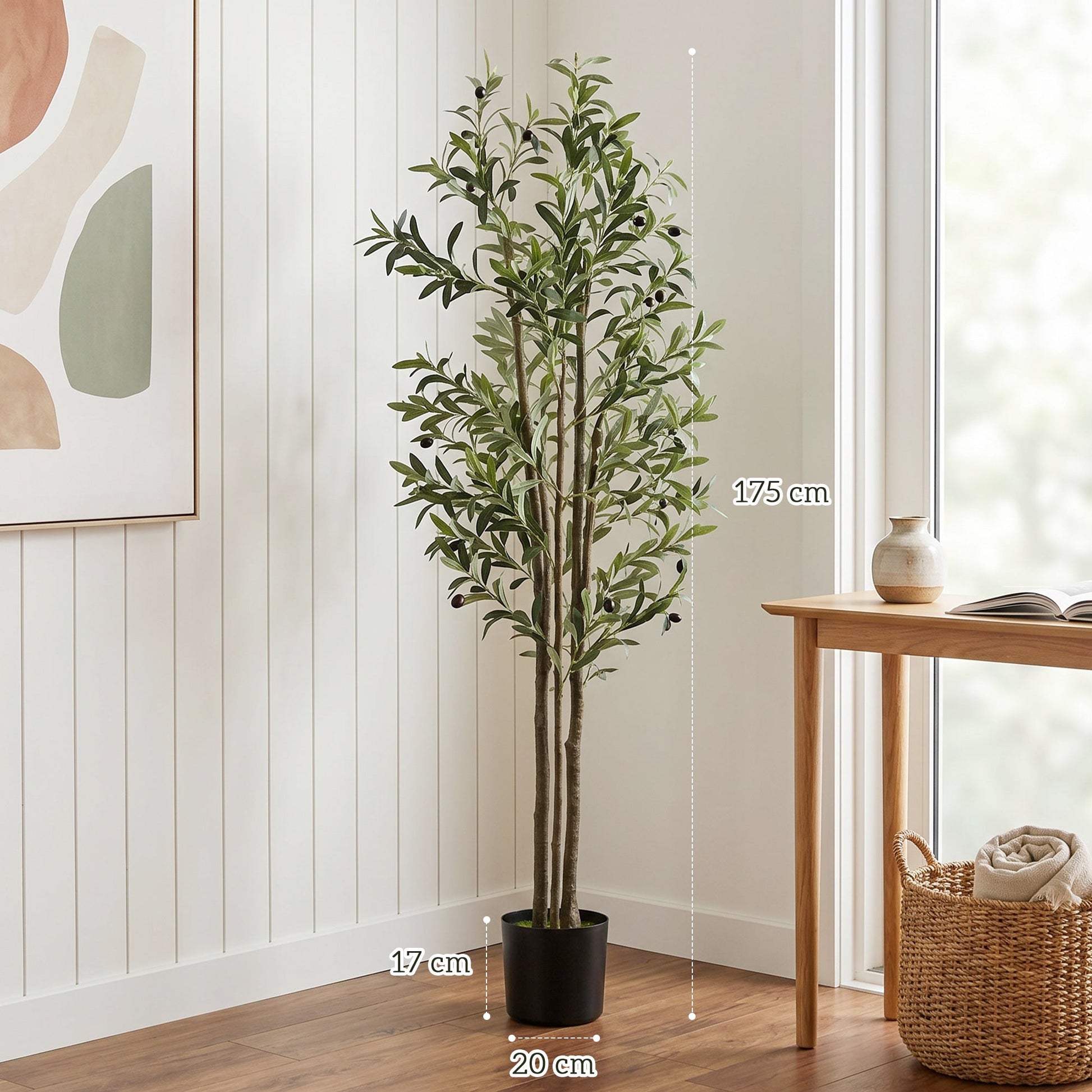 175 cm Artificial Olive Tree, Tall Faux Plant with 787 Leaves & Adjustable Branches, Artificial Plant for Living Room Home Office Floor Indoors Outdoors