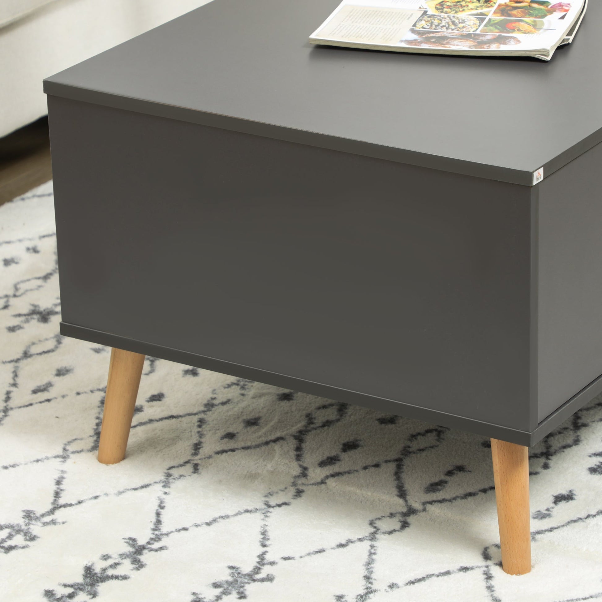 HOMCOM Coffee Table for Living Room, Modern Centre Table with Storage Compartments and Cabinets, Rectangular Side Table, 115x 58x 45cm, Grey