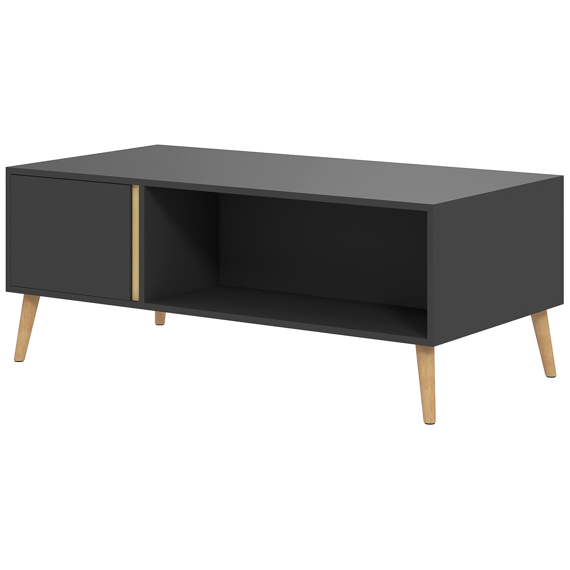 HOMCOM Coffee Table for Living Room, Modern Centre Table with Storage Compartments and Cabinets, Rectangular Side Table, 115x 58x 45cm, Grey