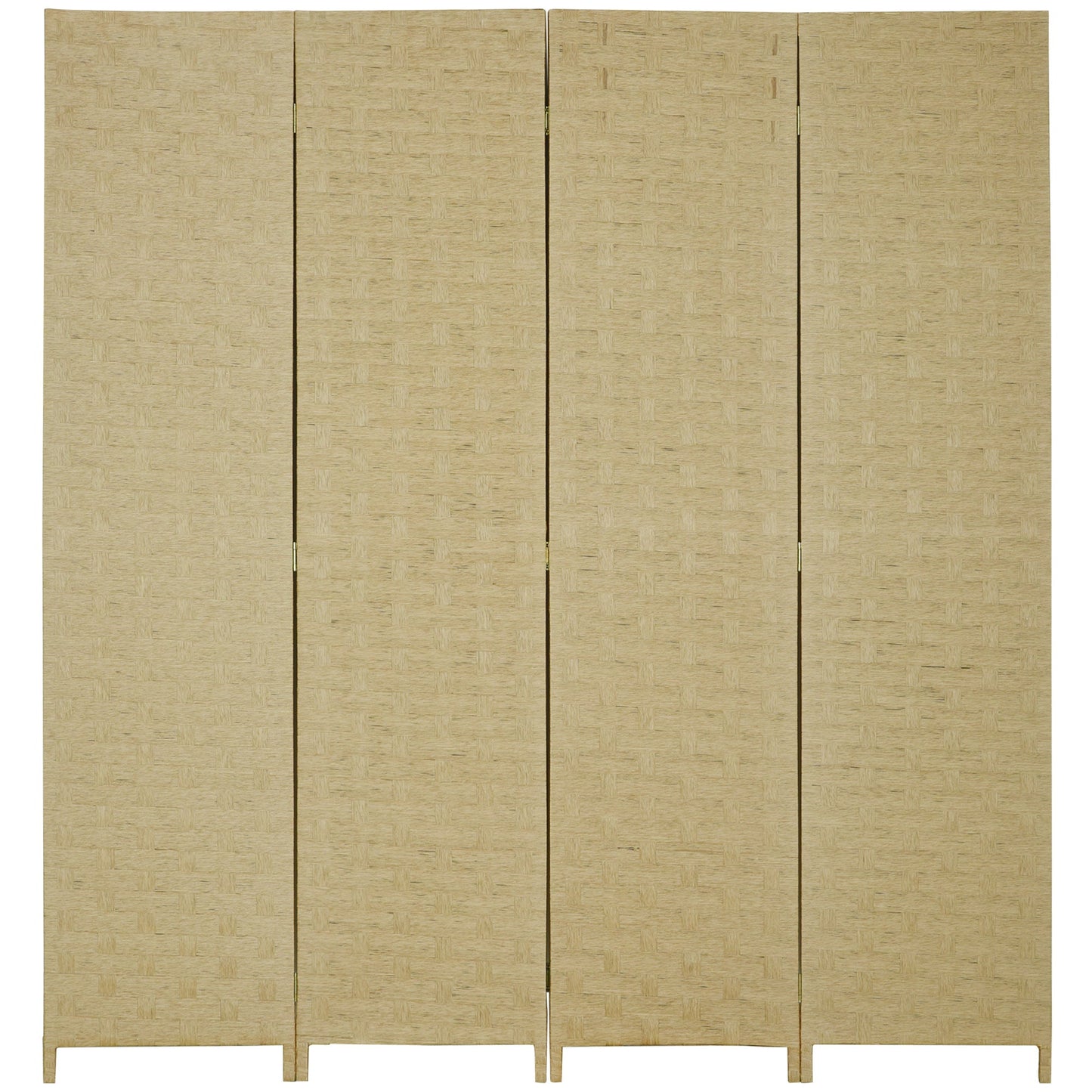 HOMCOM 4-Panel Room Dividers, Wave Fibre Freestanding Folding Privacy Screen Panels, Partition Wall Divider for Indoor Bedroom Office, 170 cm, Brown