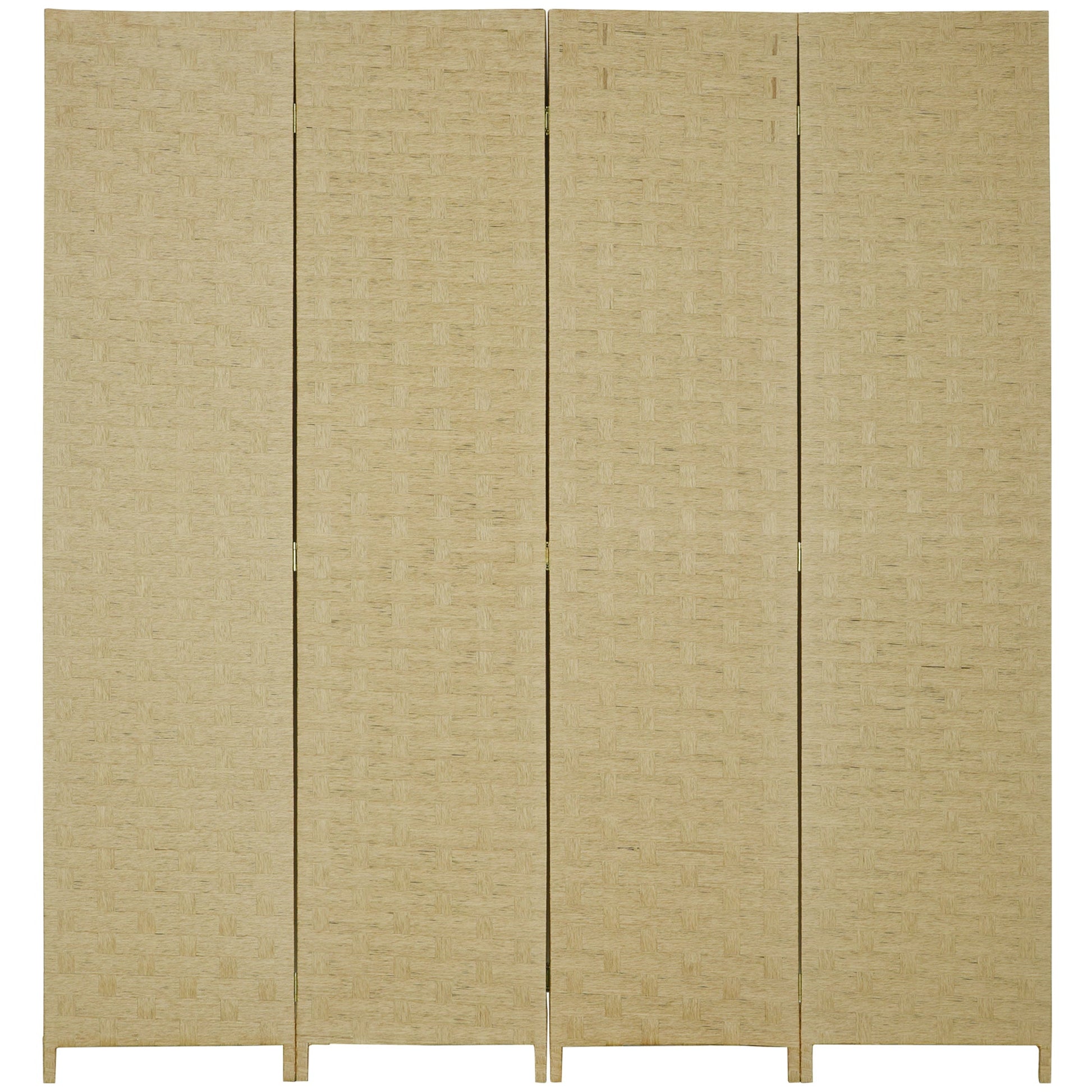 HOMCOM 4-Panel Room Dividers, Wave Fibre Freestanding Folding Privacy Screen Panels, Partition Wall Divider for Indoor Bedroom Office, 170 cm, Brown
