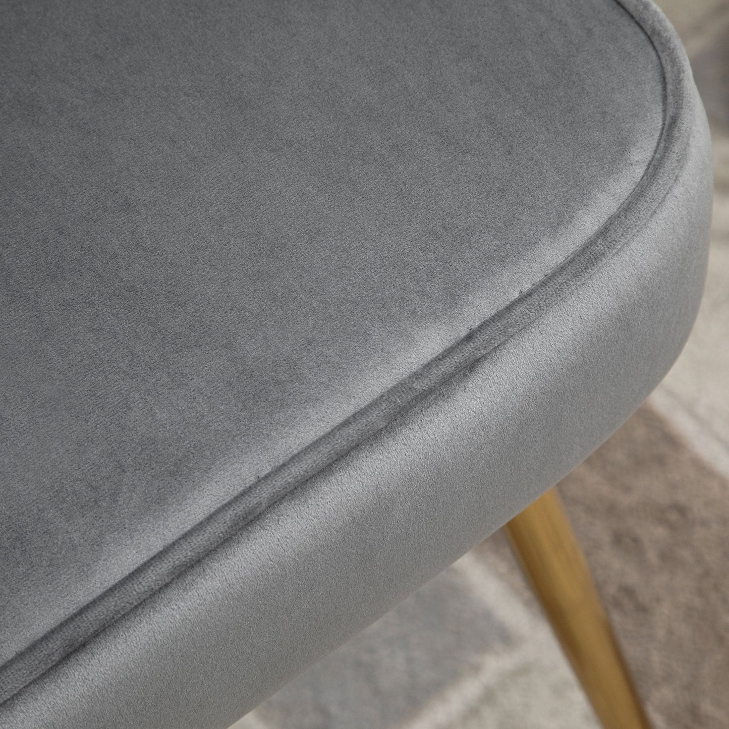 HOMCOM Shell Luxe Velvet Accent Chair with Gold-tone Metal Legs, Modern Vanity Chair for Living Room, Bedroom, Home Office, Grey