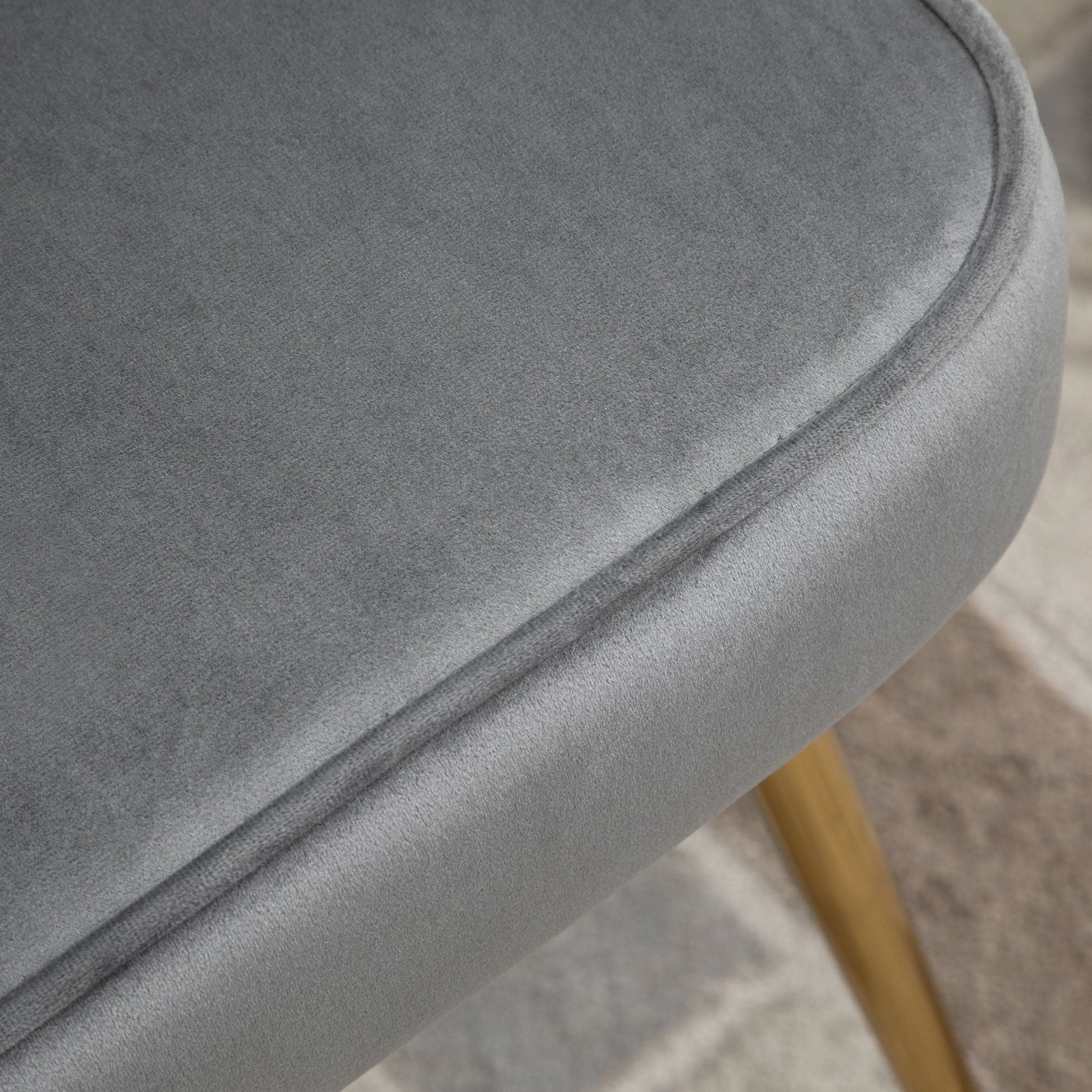 HOMCOM Shell Luxe Velvet Accent Chair with Gold-tone Metal Legs, Modern Vanity Chair for Living Room, Bedroom, Home Office, Grey