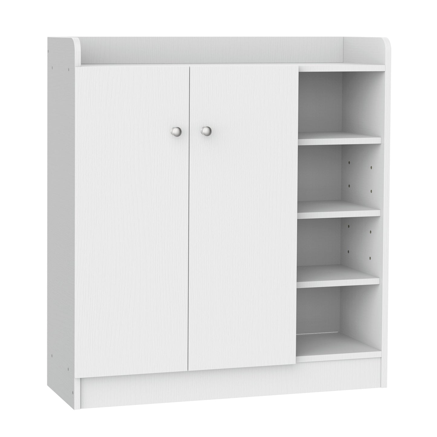 HOMCOM Shoe Storage Cabinet  Two Doors w/ Adjustable 4 Shelves Cupboard Footwear Rack Stand Organiser Hallway White