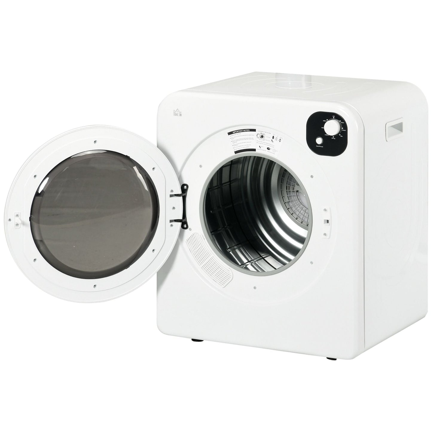 HOMCOM 6kg Vented Tumble Dryer, Freestanding, Wall Mounted, Stackable, Portable Dryer with 7 Programmers, White