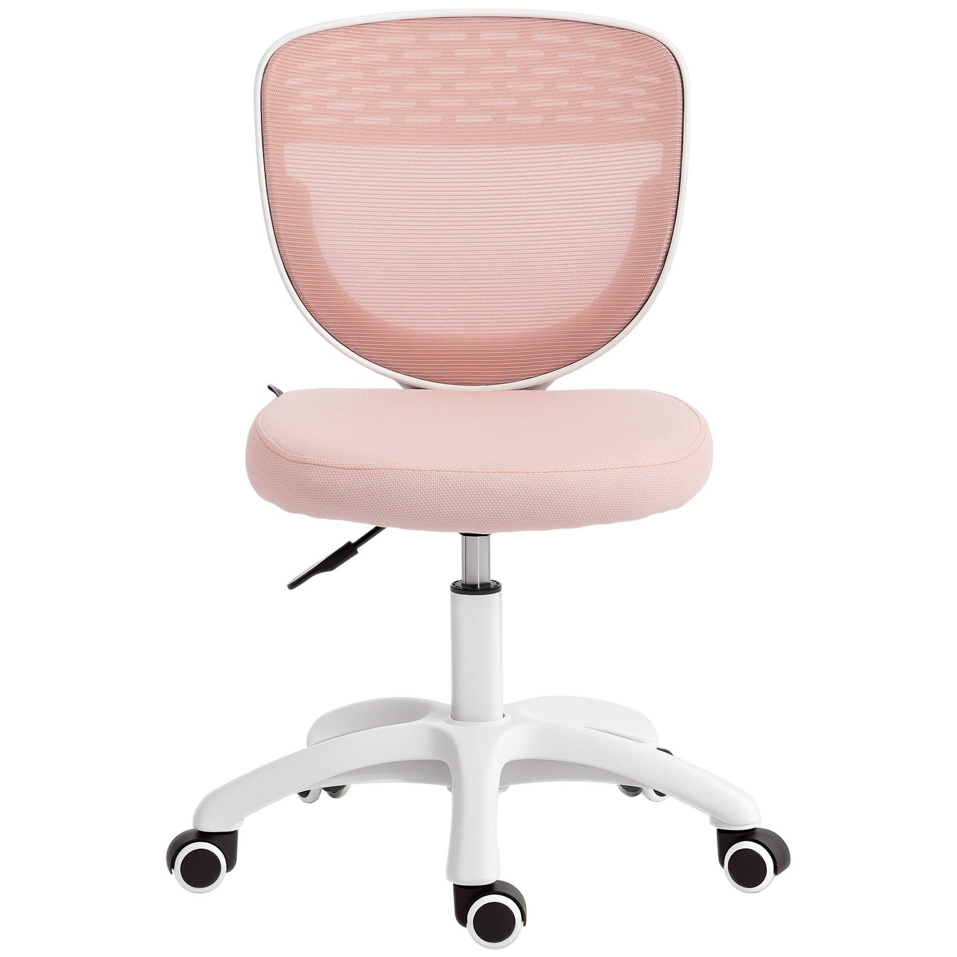 Ergonomic Office Chair, Armless Computer Desk Chair with Breathable Mesh Back, Padded Seat and Swivel Wheels, Adjustable Height for Home Office Study Bedroom, Pink