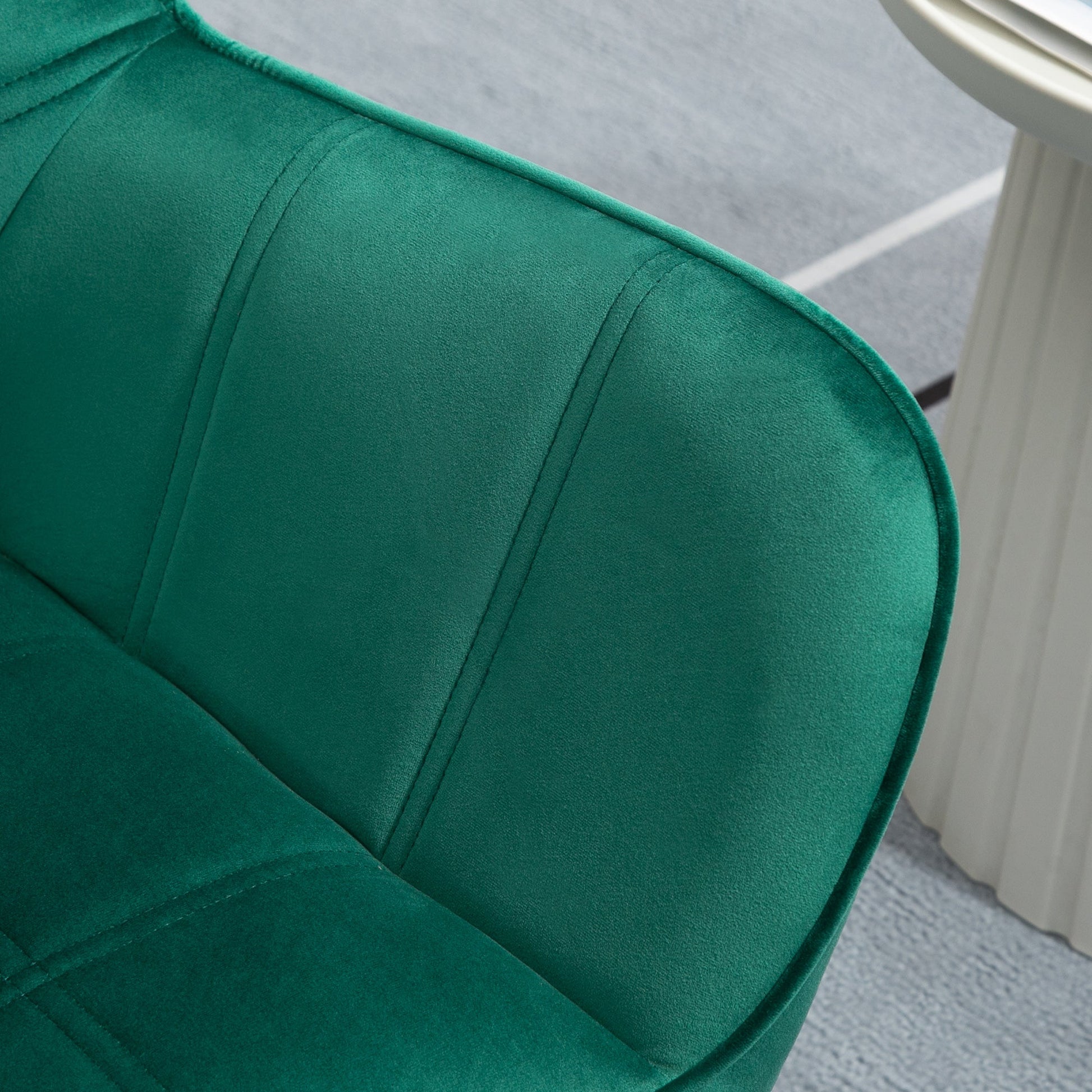 HOMCOM Armchair Accent Chair, Vanity Chair with Wide Arms, Slanted Back, Padding, Metal Frame, Wooden Legs, Home Bedroom Furniture Seating, Green