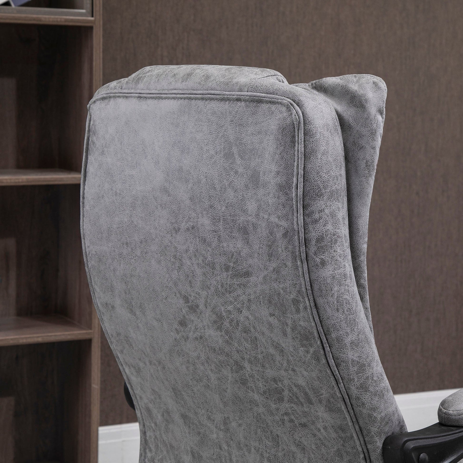 Vinsetto Office Chair, Microfibre Reclining Computer Desk Chair with Footrest and Adjustable Height, Swivel Wheels for Home Office, Grey
