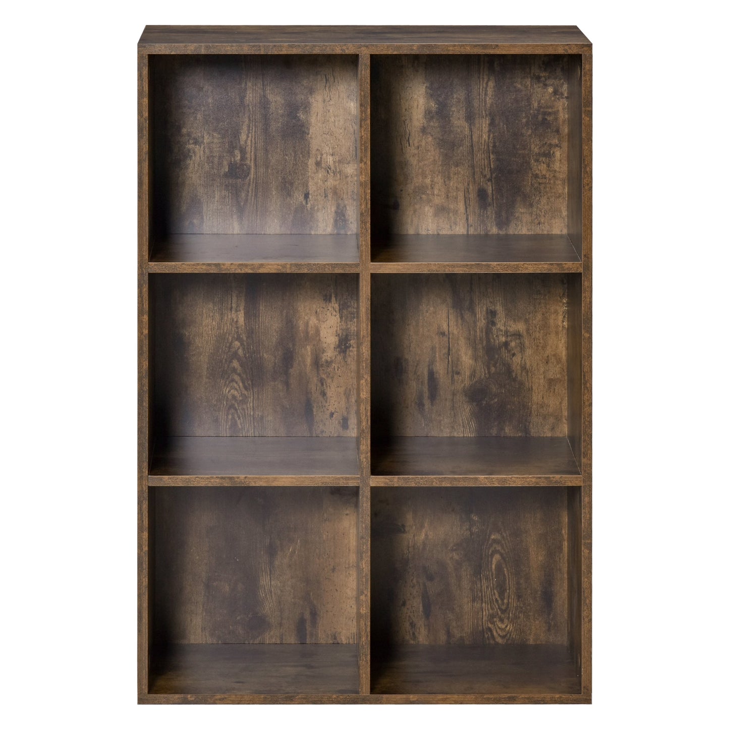 HOMCOM 6-Cube Bookcase, Storage Unit, Shelves Storage Display for Trinkets, Souvenirs, Potted Plants, for Study Room, Living Room, Home Office, 65.5 x 30 x 97.5cm, Rustic Brown
