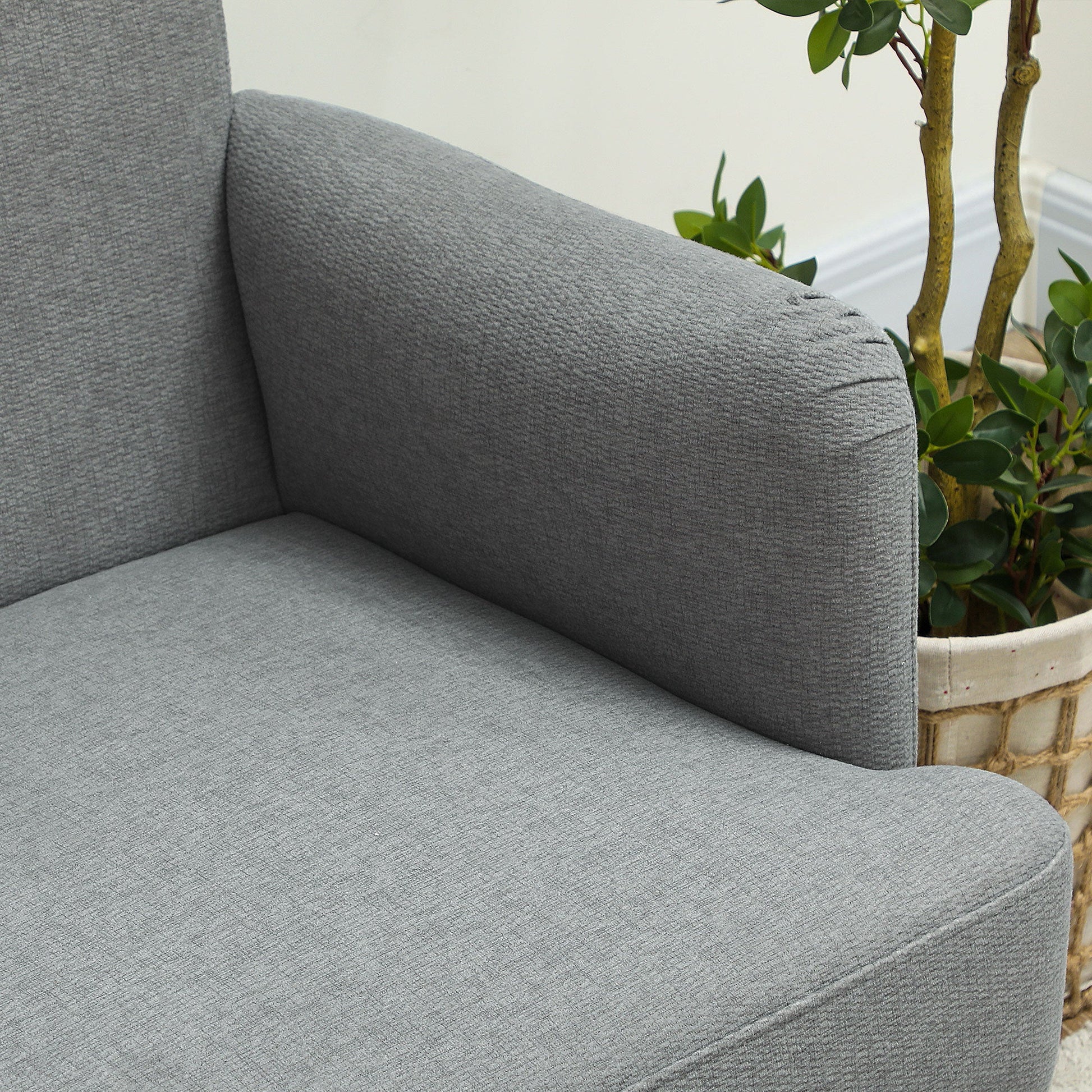 HOMCOM 2 Seater Sofa, Small Sofa Couch with 21cm Thick Padding and Wood Legs, Modern Velvet Feel Fabric Loveseat for Living Room, Bedroom, Home Office, Grey