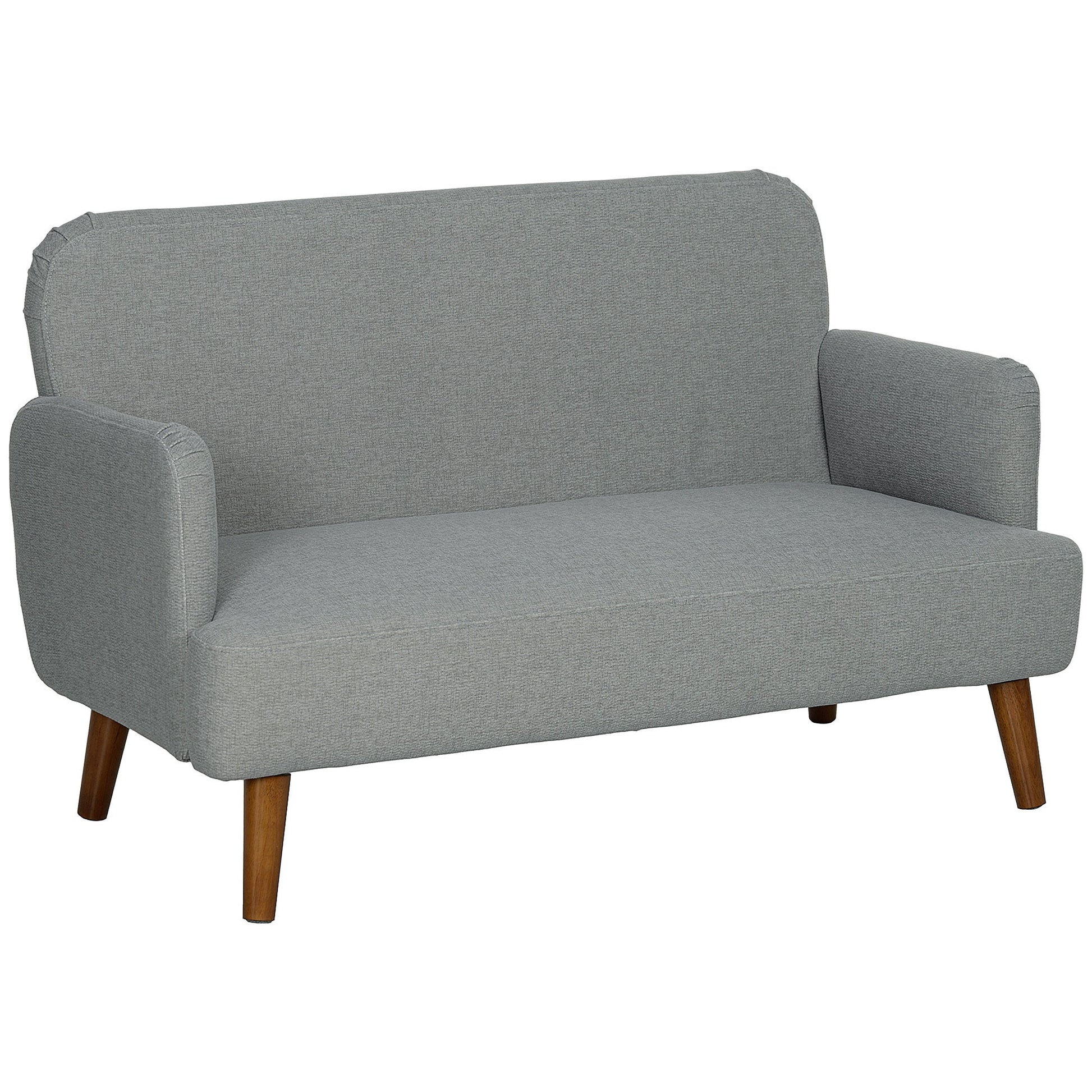 HOMCOM 2 Seater Sofa, Small Sofa Couch with 21cm Thick Padding and Wood Legs, Modern Velvet Feel Fabric Loveseat for Living Room, Bedroom, Home Office, Grey