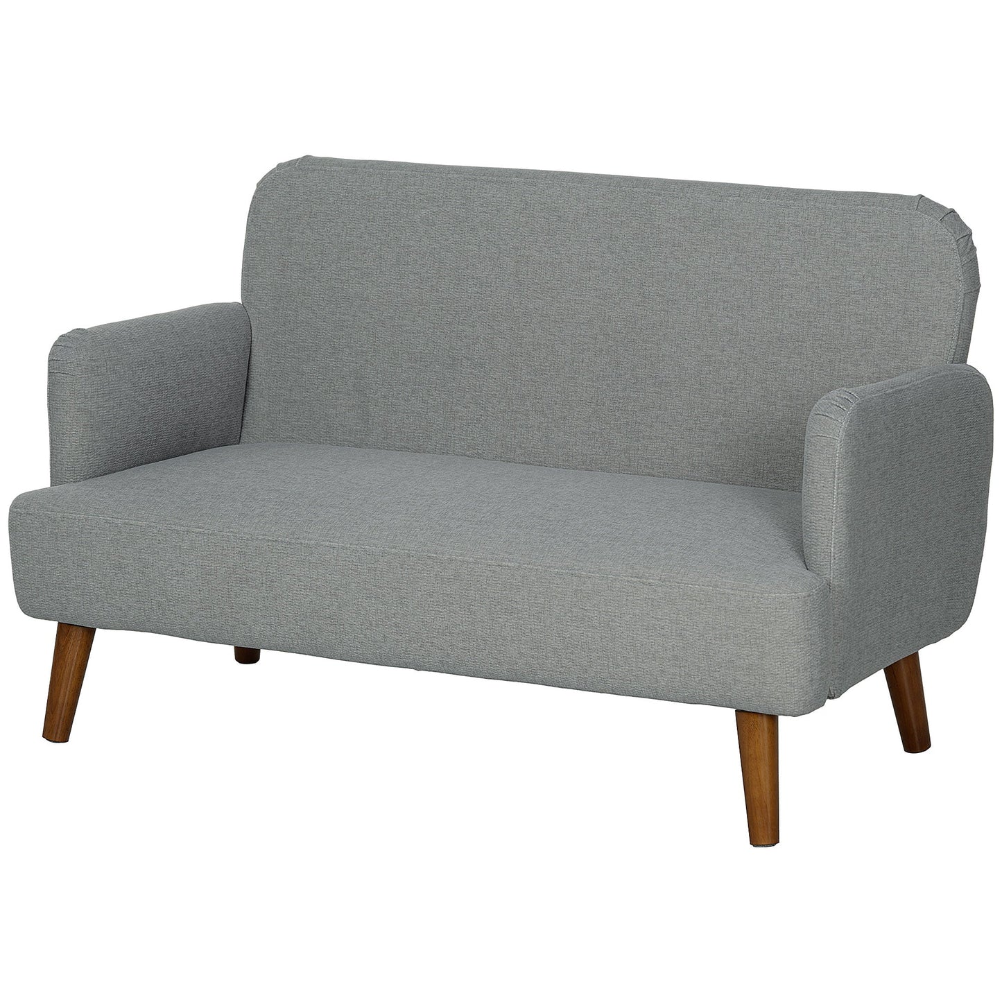 HOMCOM 2 Seater Sofa, Small Sofa Couch with 21cm Thick Padding and Wood Legs, Modern Velvet Feel Fabric Loveseat for Living Room, Bedroom, Home Office, Grey