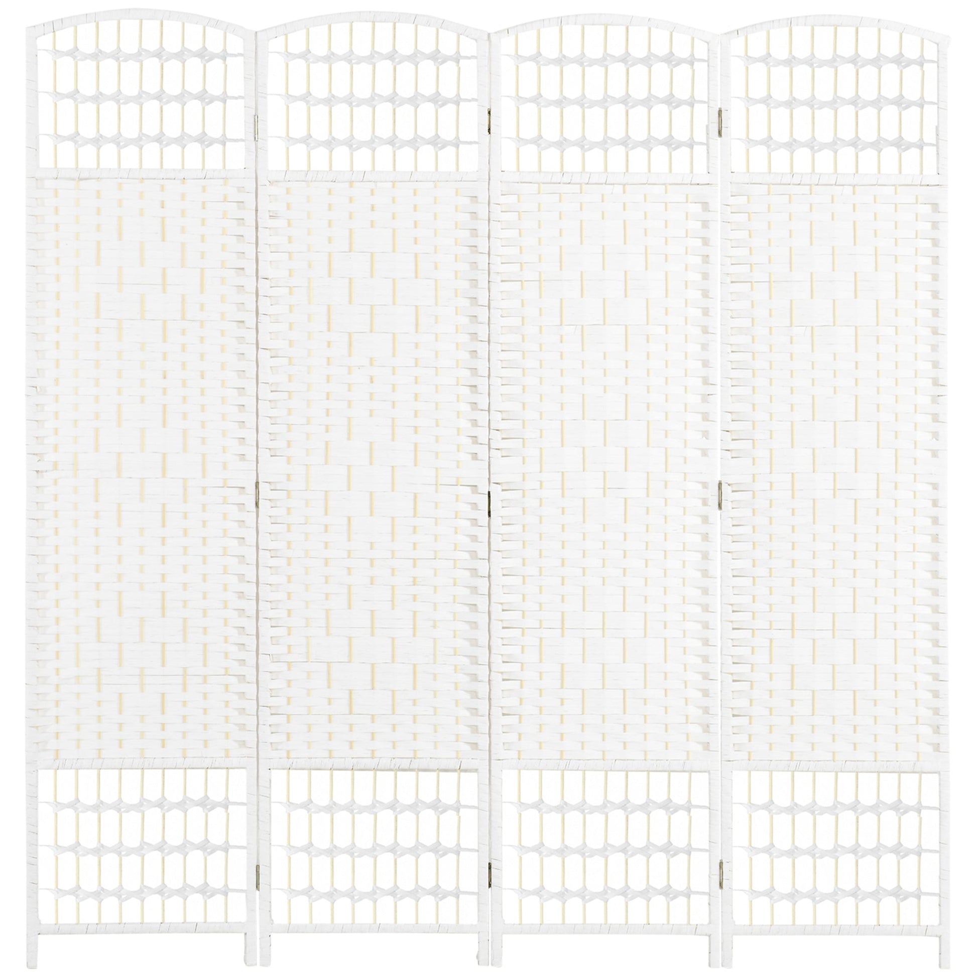 HOMCOM 4 Panel Folding Room Divider, Privacy Screen, Freestanding Paravent Partition Separator for Living Room, Bedroom and Office, 160 x 170cm, White