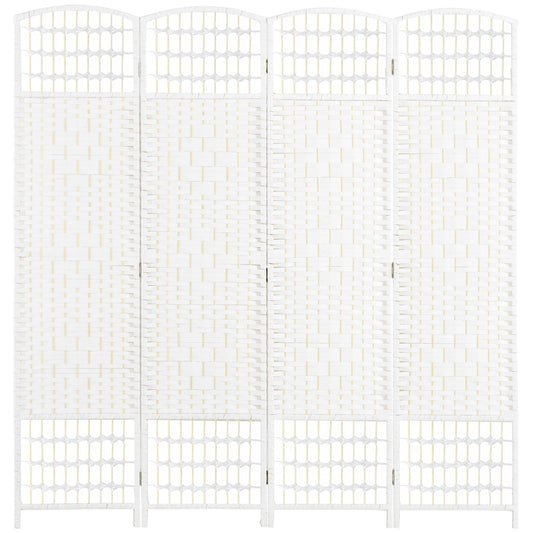 HOMCOM 4 Panel Folding Room Divider, Privacy Screen, Freestanding Paravent Partition Separator for Living Room, Bedroom and Office, 160 x 170cm, White