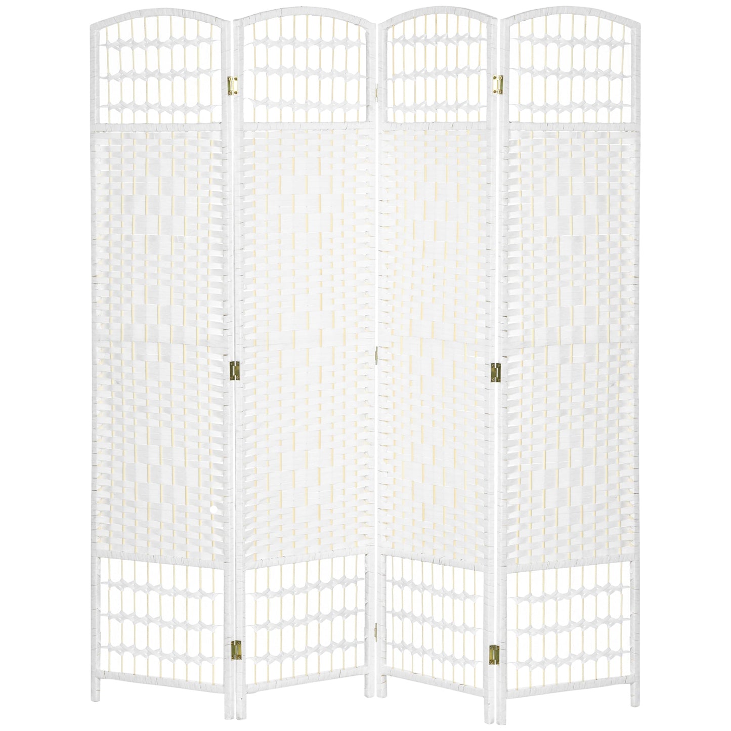HOMCOM 4 Panel Folding Room Divider, Privacy Screen, Freestanding Paravent Partition Separator for Living Room, Bedroom and Office, 160 x 170cm, White