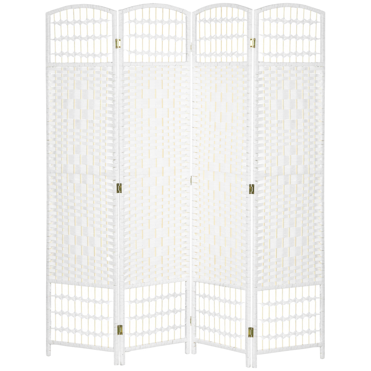 HOMCOM 4 Panel Folding Room Divider, Privacy Screen, Freestanding Paravent Partition Separator for Living Room, Bedroom and Office, 160 x 170cm, White